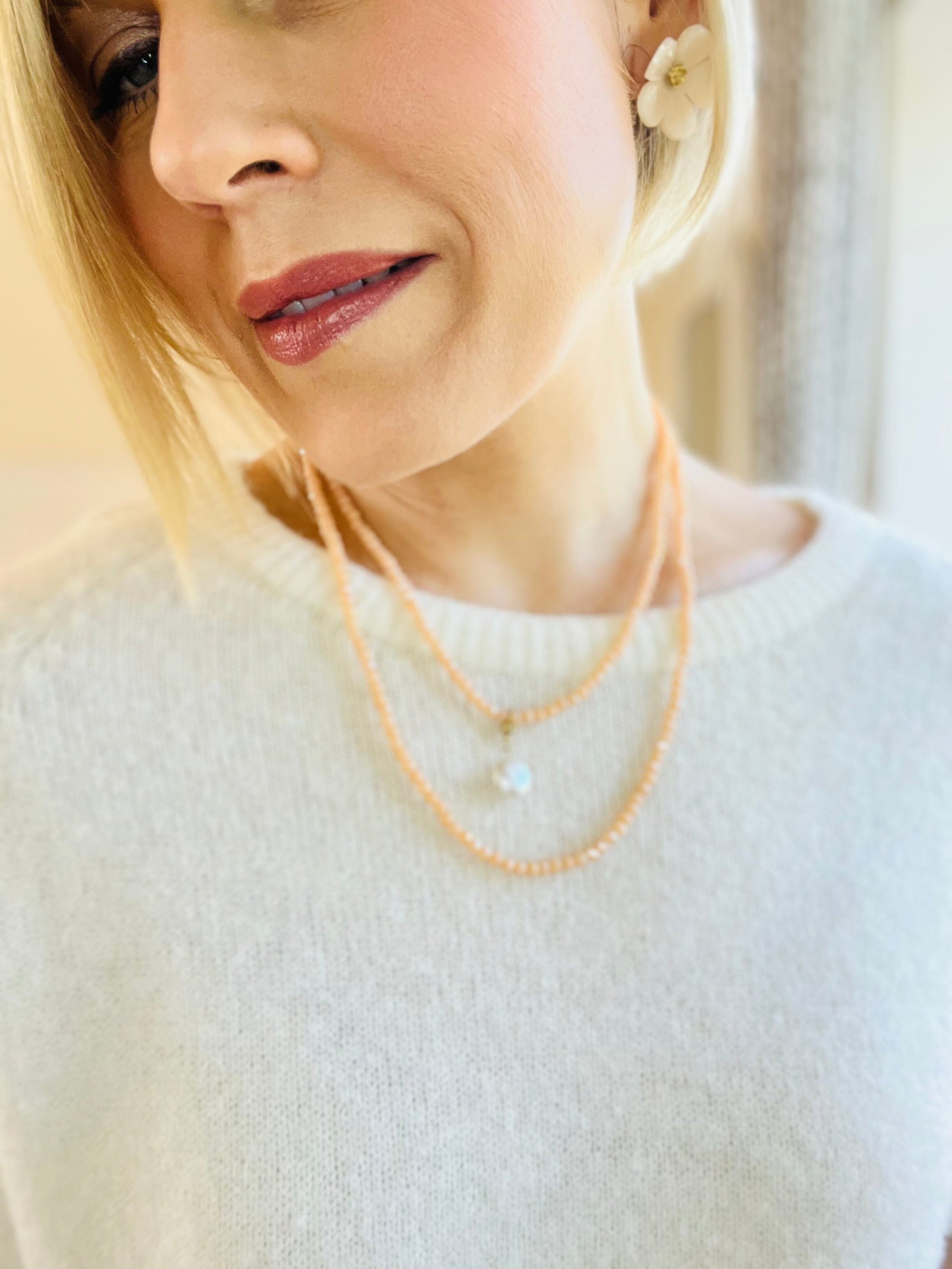Noa Crystal Necklace | Large Pearl Pendant Necklace French Edit 