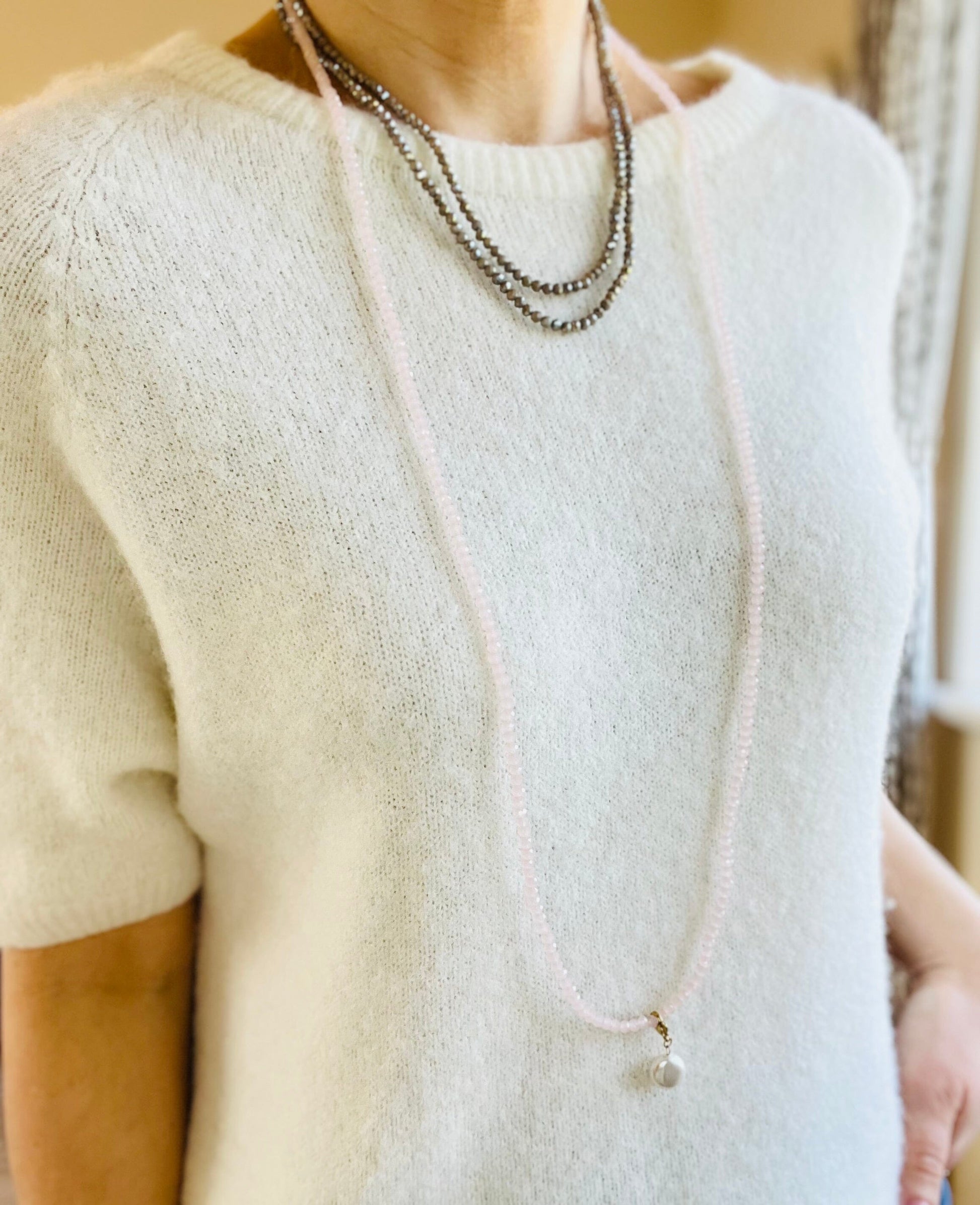 Noa Crystal Necklace | Sparkle Grey Necklace French Edit 