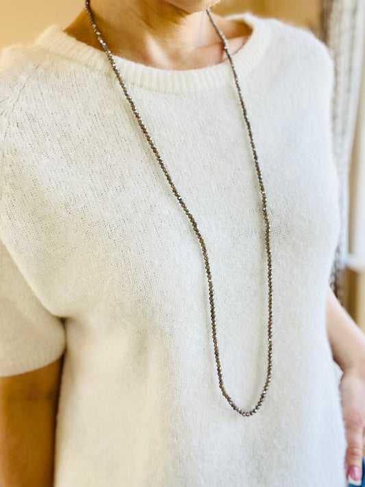 Noa Crystal Necklace | Sparkle Grey Necklace French Edit Sparkle Grey 