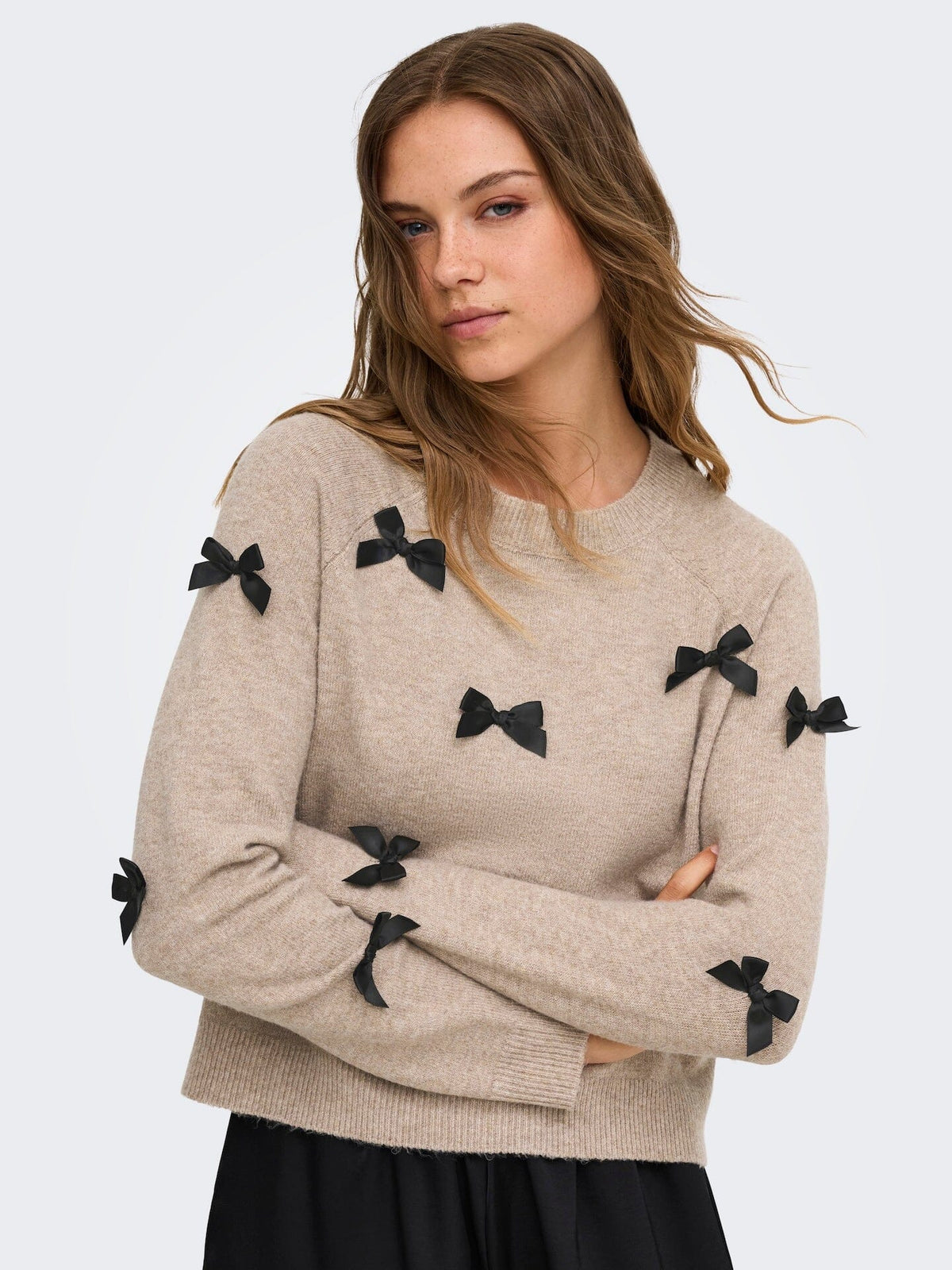 Noelle Bow Knit | Beige/Black Jumper Only 
