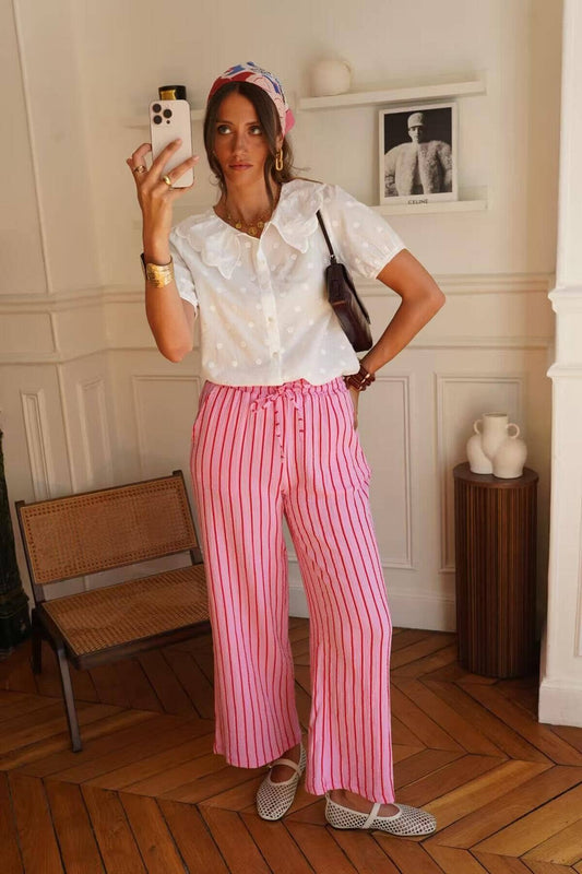 Nova Stripe Pants | Red Pants Parisienne Collection 