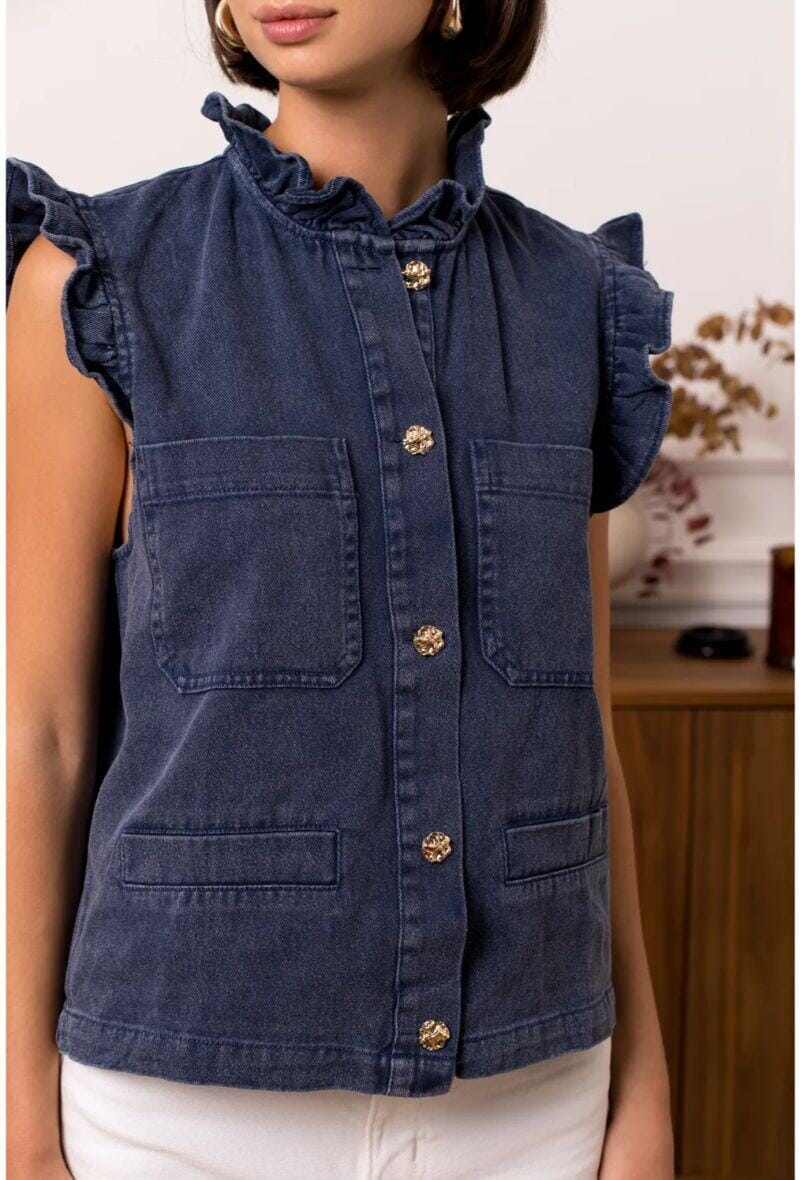 Odile Top | Navy Top Parisienne Collection 