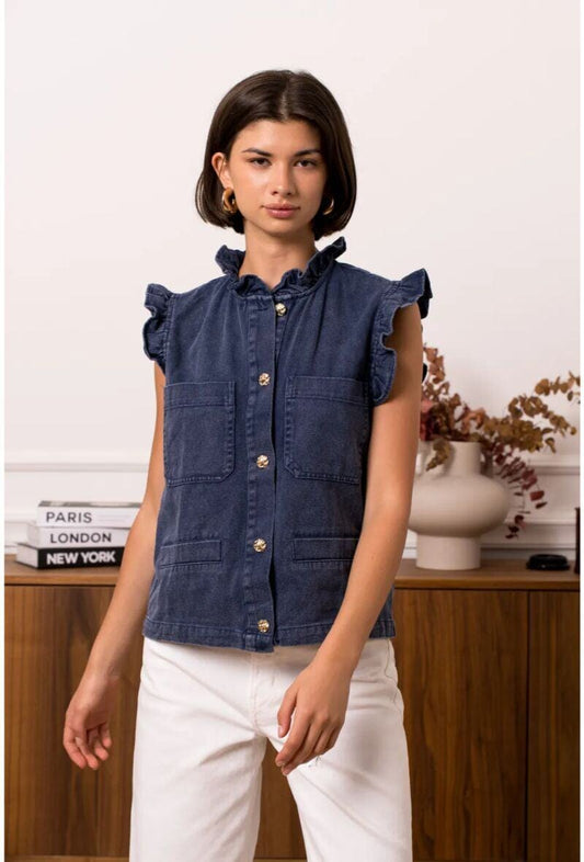 Odile Top | Navy Top Parisienne Collection 