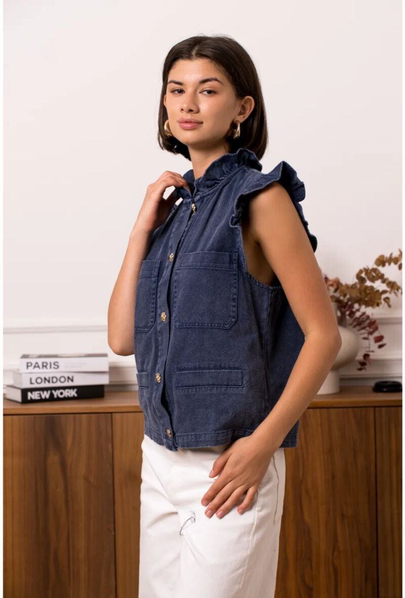 Odile Top | Navy Top Parisienne Collection 