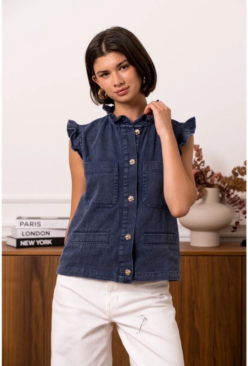 Odile Top | Navy Top Parisienne Collection 