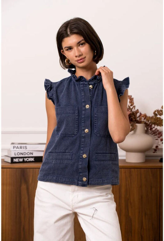 Odile Top | Navy Top Parisienne Collection 