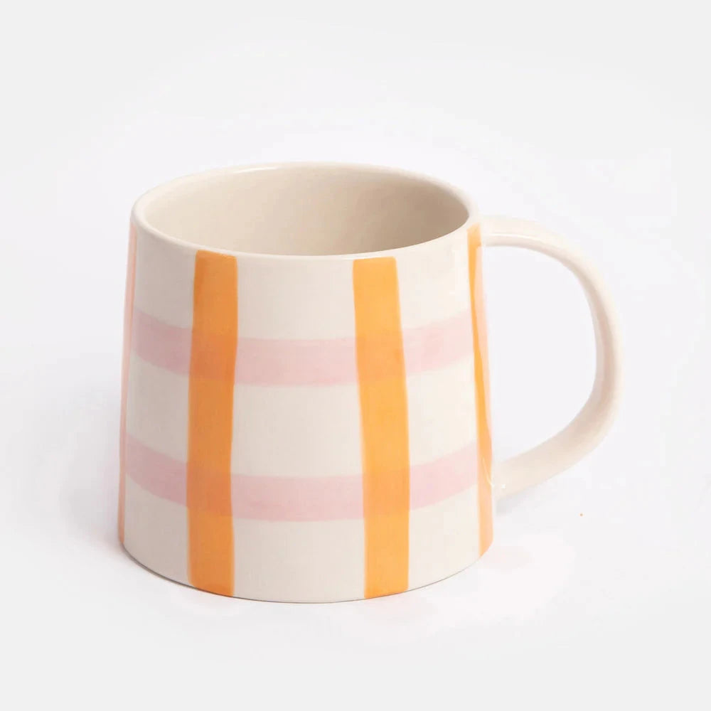 Orange & Pink Check Large Mug Mug Caroline Gardner 