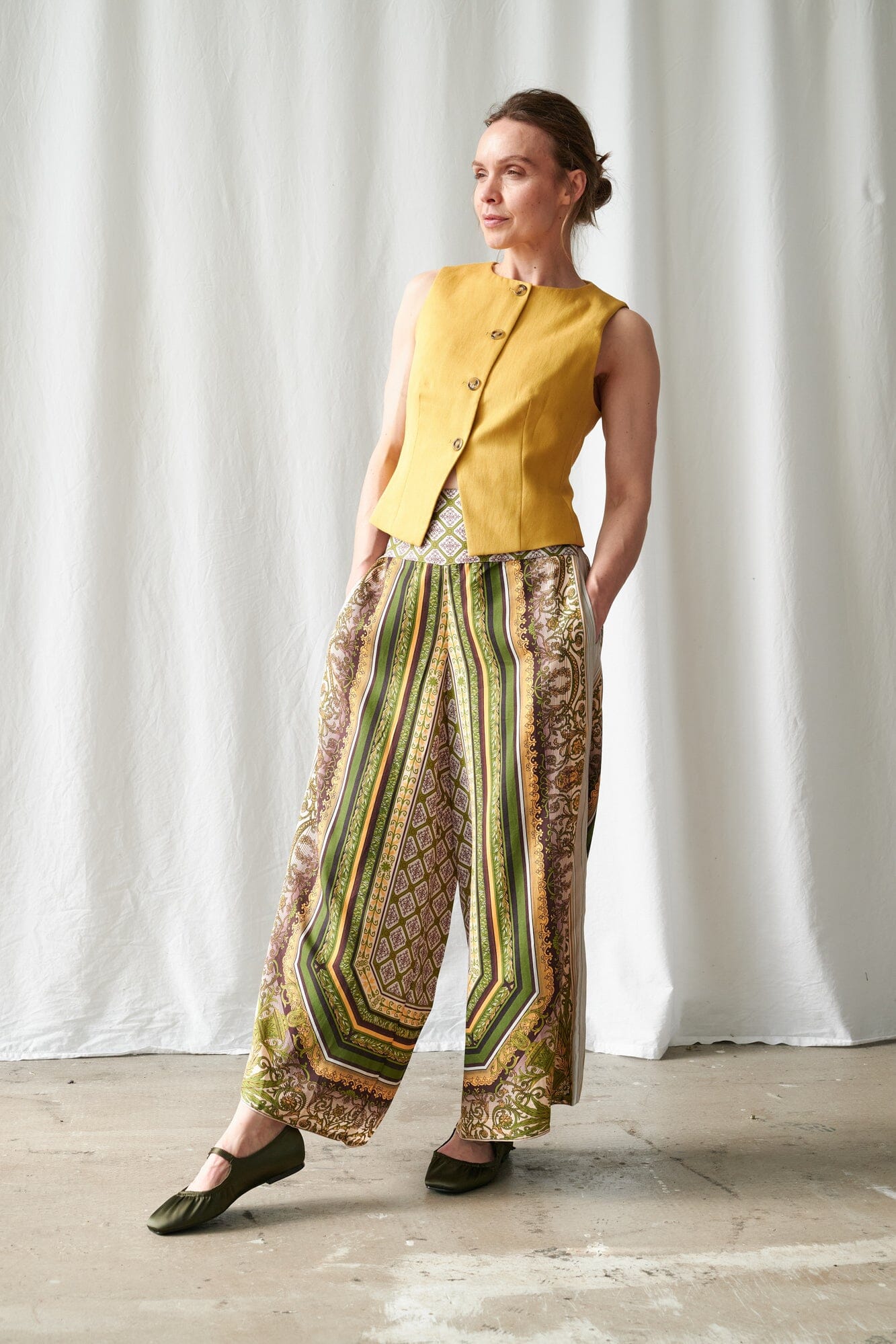 Palazzo Pants | Amulet | Green Pants One Hundred Stars 