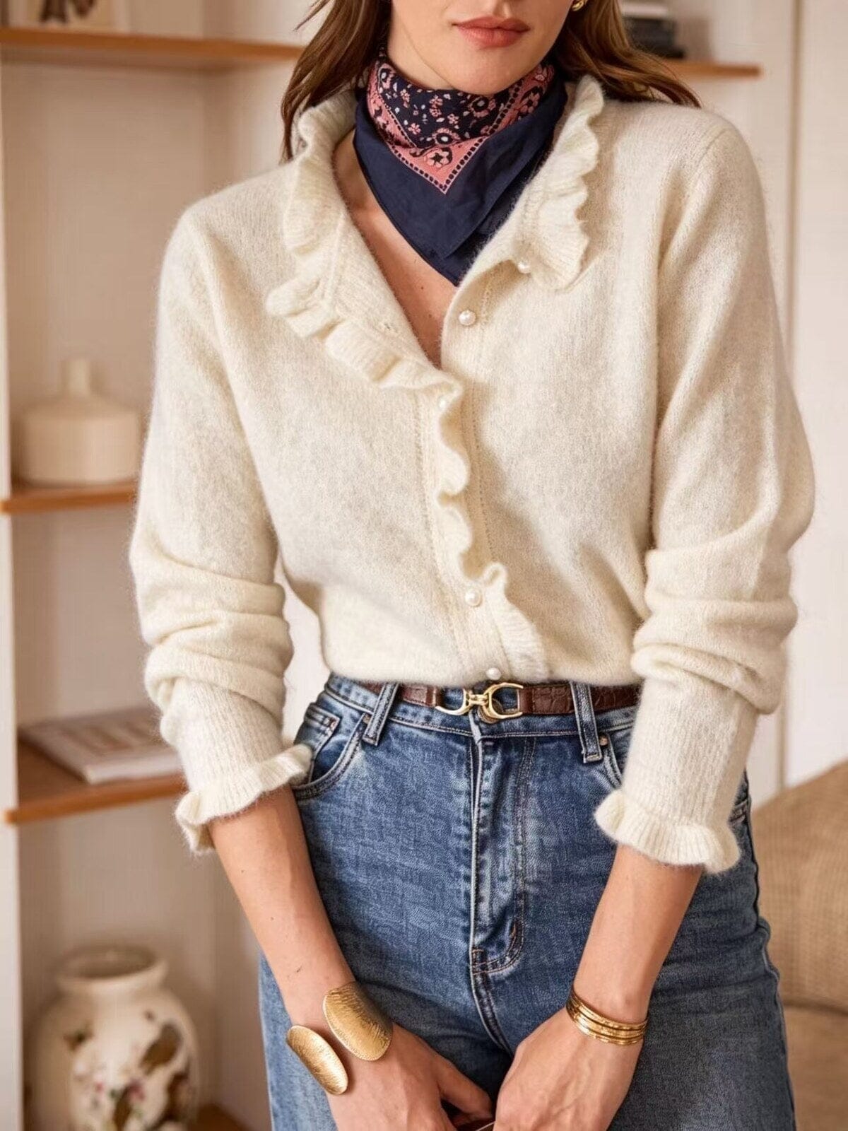 Perla Cardigan | Beige Knitwear Parisienne Collection 