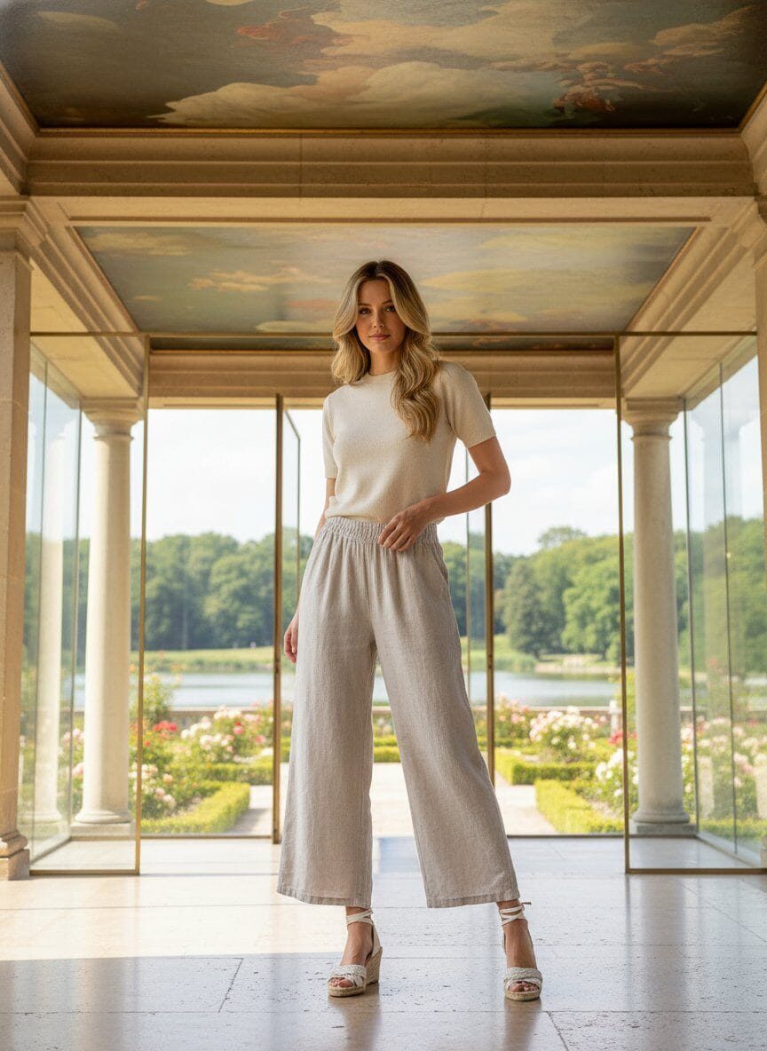 Petra Linen Pants | 3 Colours Shorts Parisienne Collection Beige 