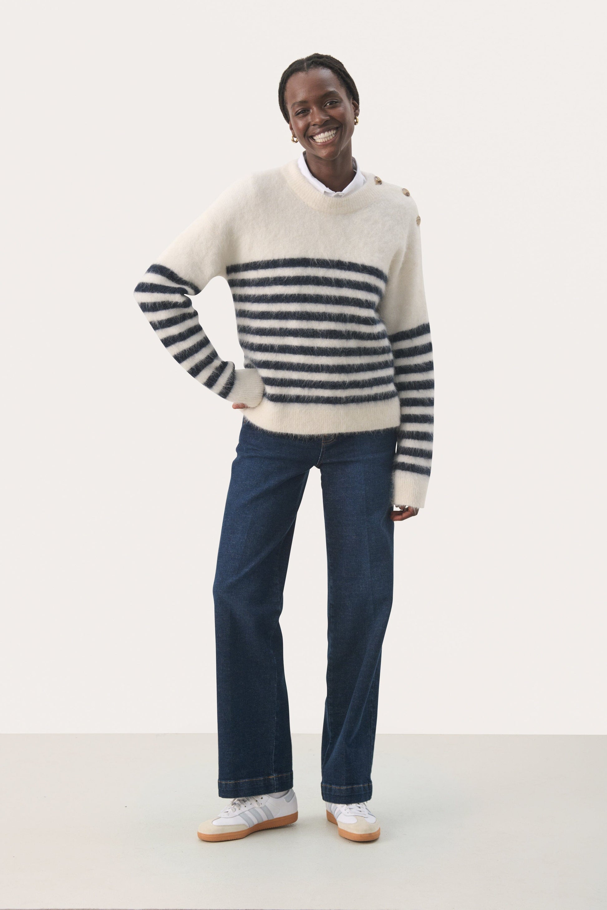 Pialli Pullover | Dark Navy Stripe Blouse Part Two 