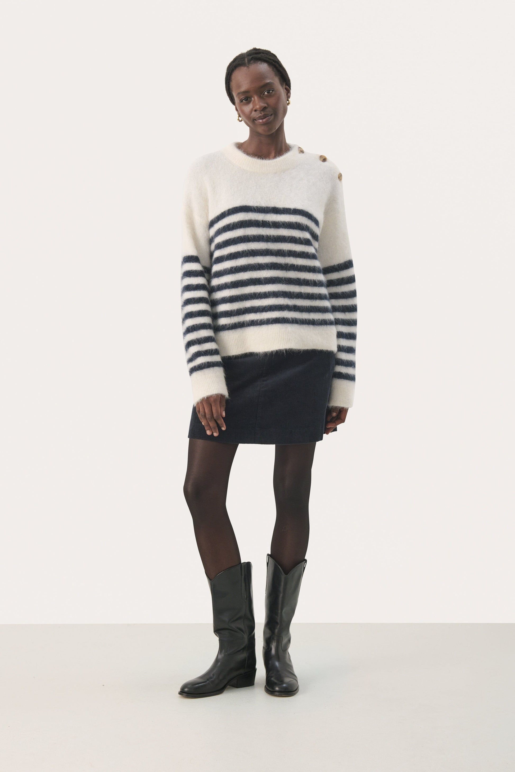 Pialli Pullover | Dark Navy Stripe Blouse Part Two 