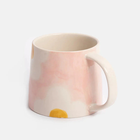 Pink & Mustard Flower Large Mug Mug Caroline Gardner 