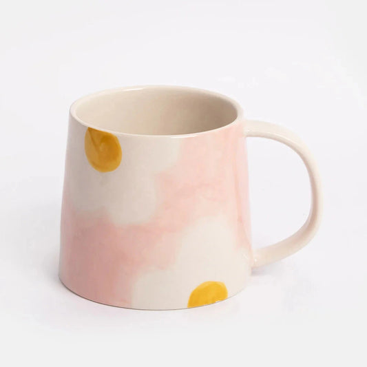 Pink & Mustard Flower Large Mug Mug Caroline Gardner 