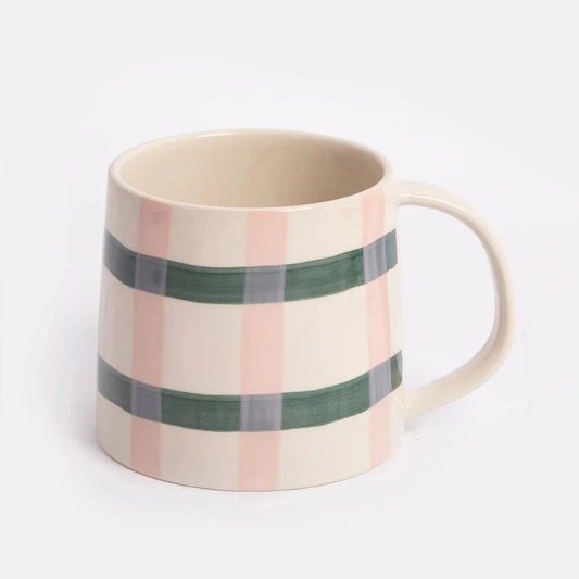 Pink & Teal Check Large Mug Mug Caroline Gardner 