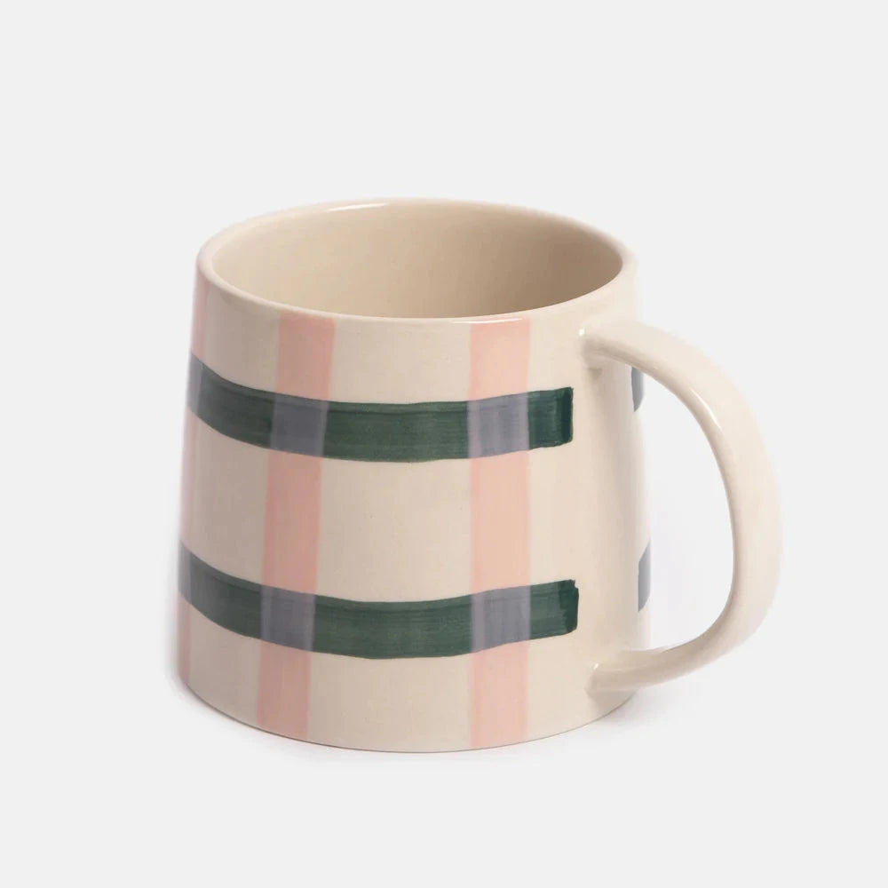 Pink & Teal Check Large Mug Mug Caroline Gardner 