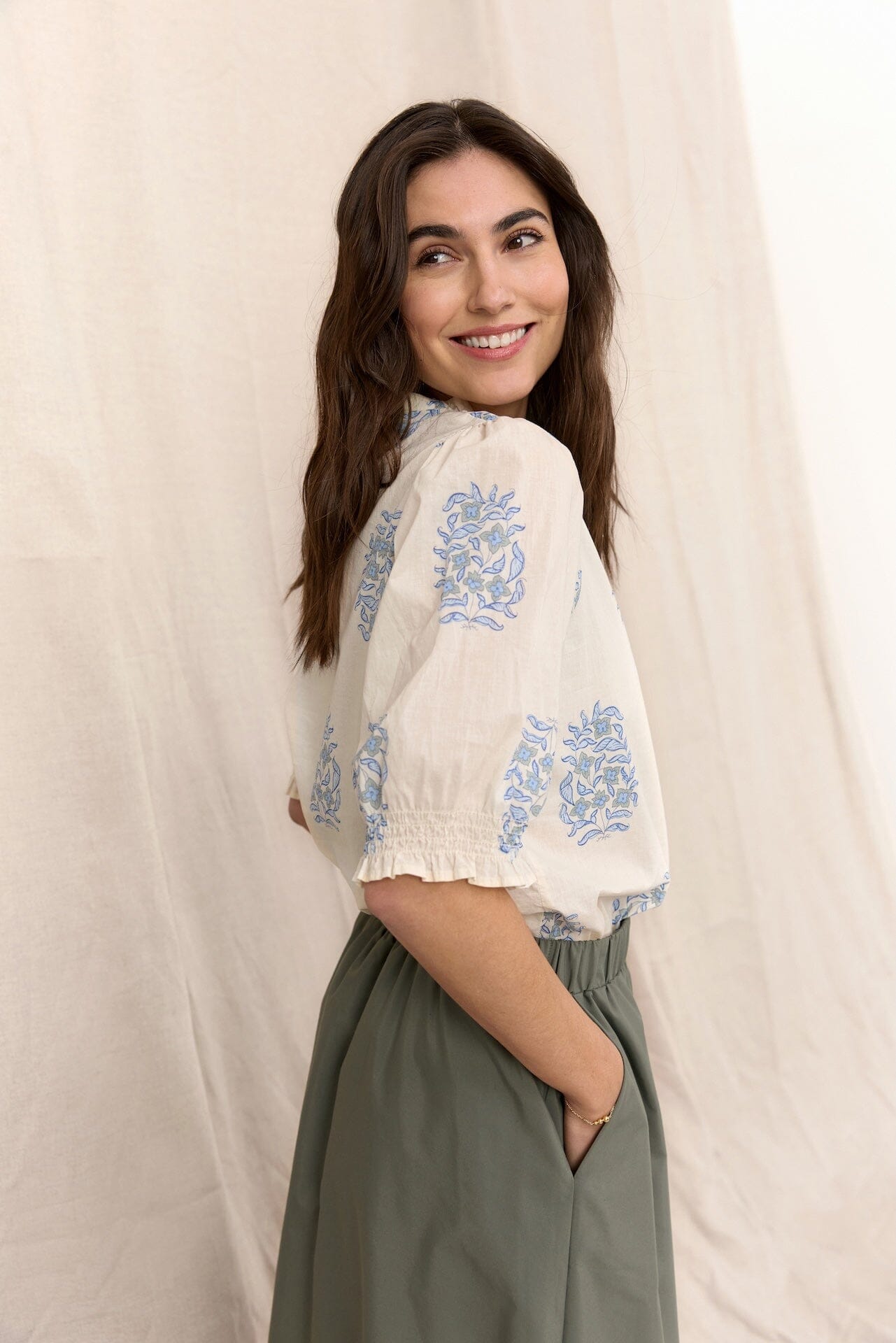 Pompeia Blouse | Air Blue Combi Blouse Soya Concept 