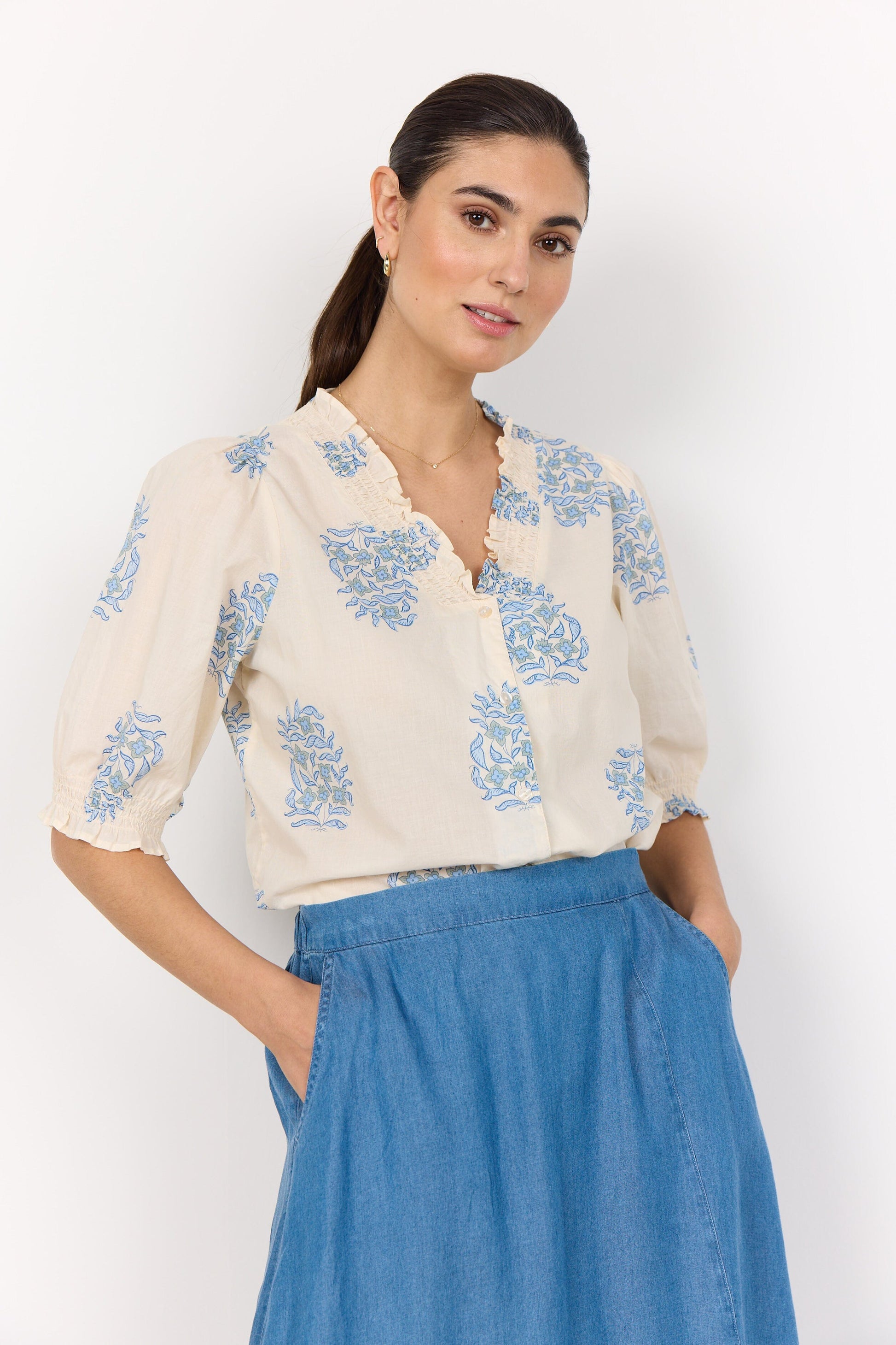 Pompeia Blouse | Air Blue Combi Blouse Soya Concept 