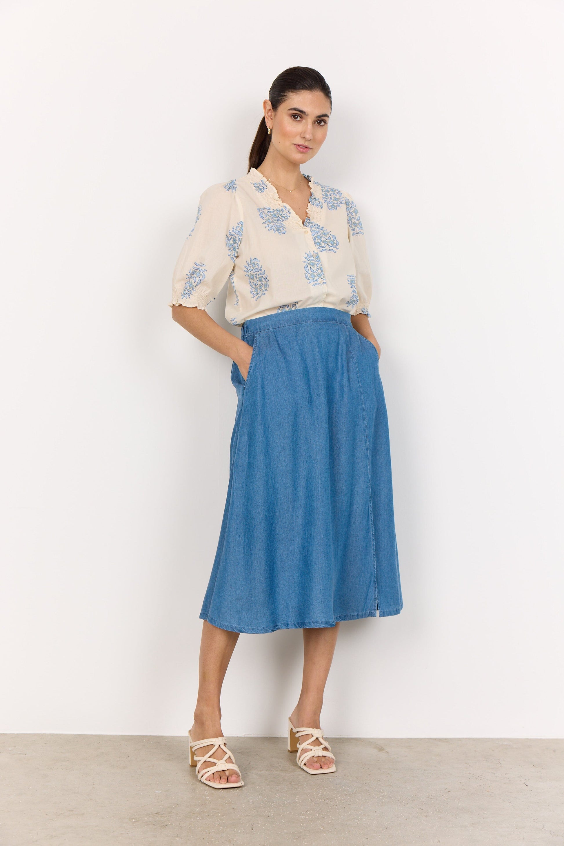 Pompeia Blouse | Air Blue Combi Blouse Soya Concept 