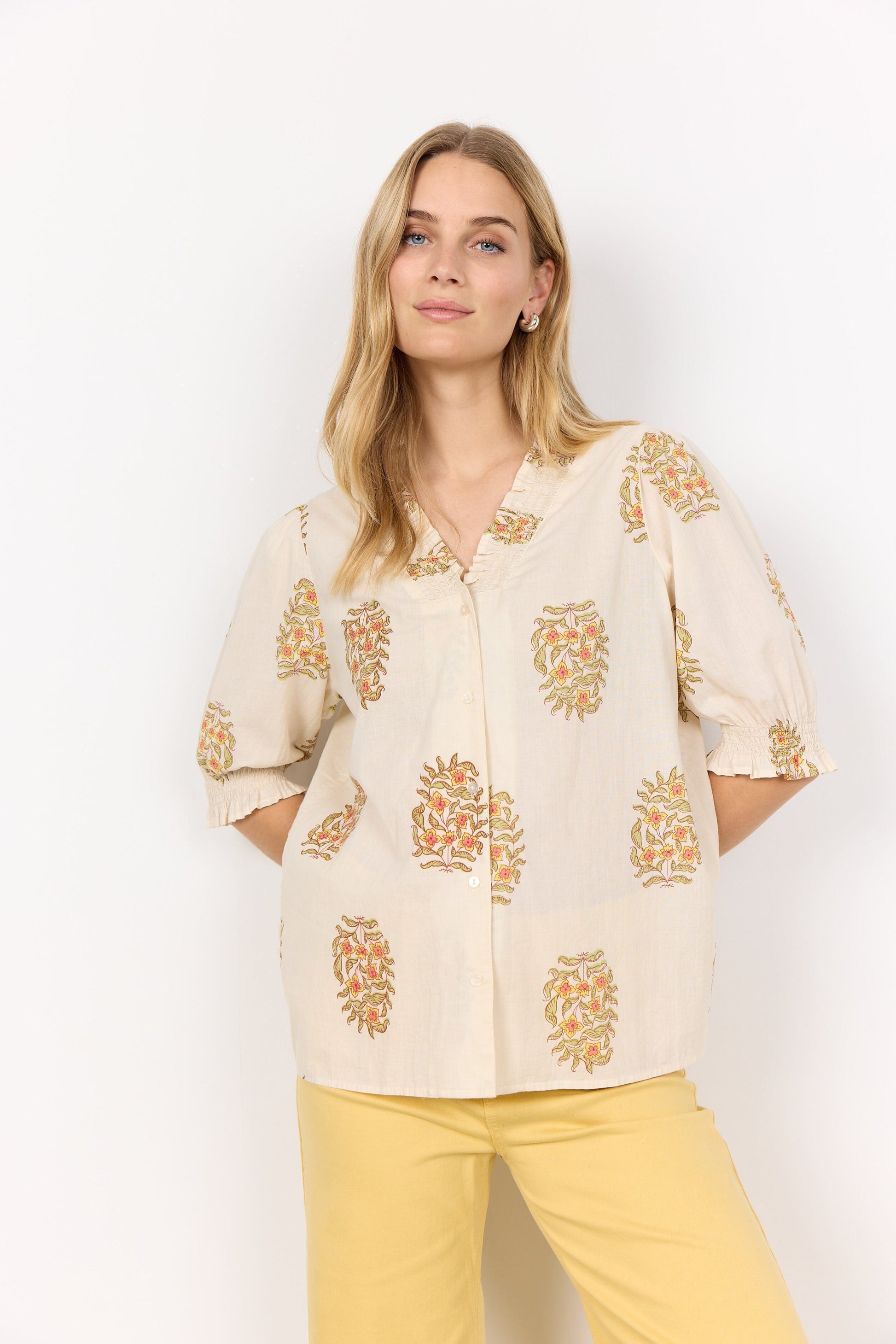 Pompeia Blouse | Cream Combi Blouse Soya Concept 