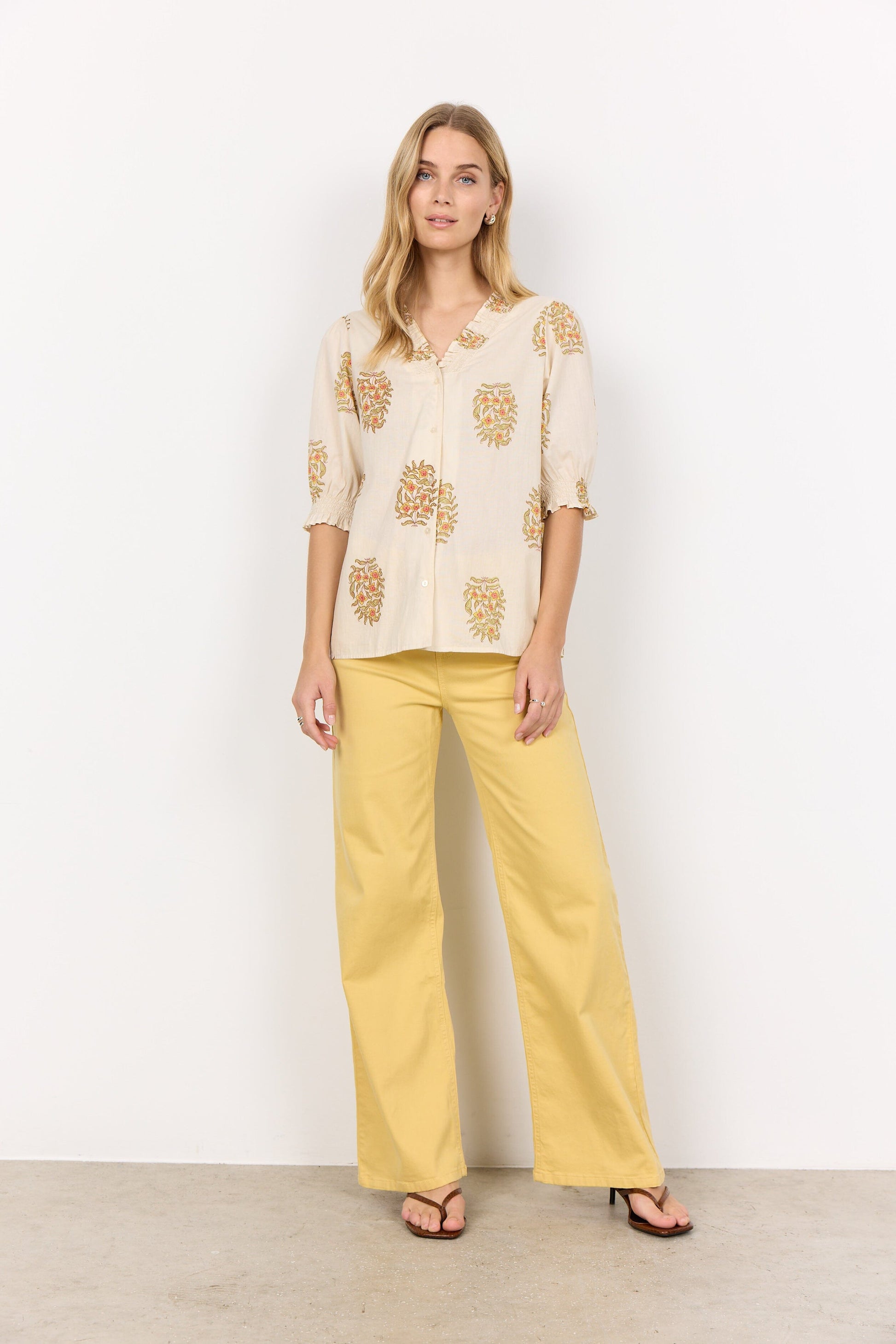 Pompeia Blouse | Cream Combi Blouse Soya Concept 