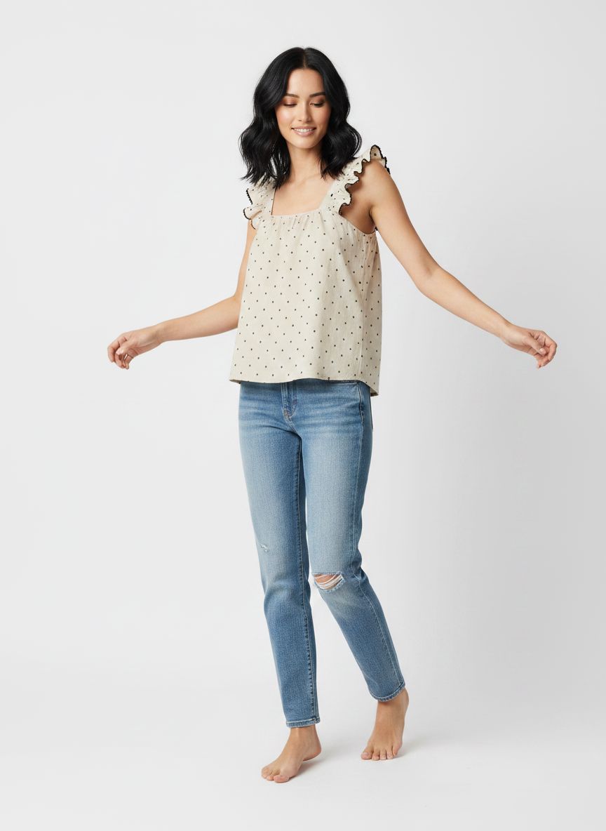 Pretty Dobby Top | Oatmeal/Black Blouse Vero Moda 