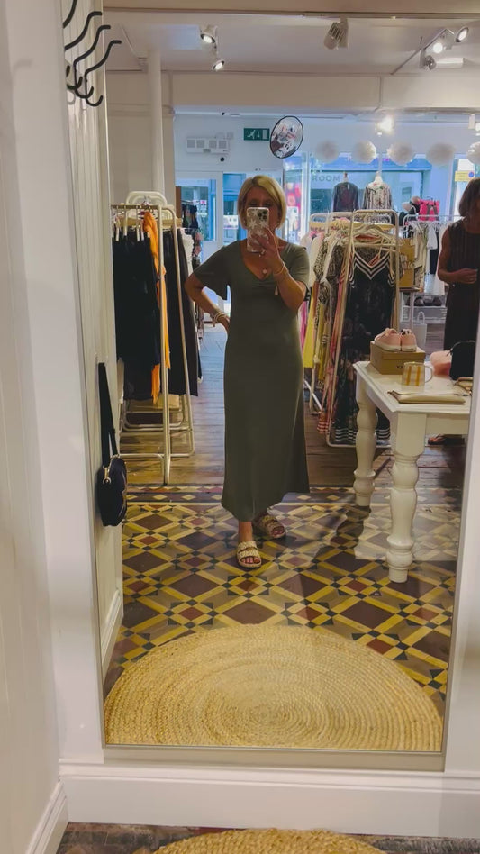 Anora V-Neck Dress | Dusty Olive