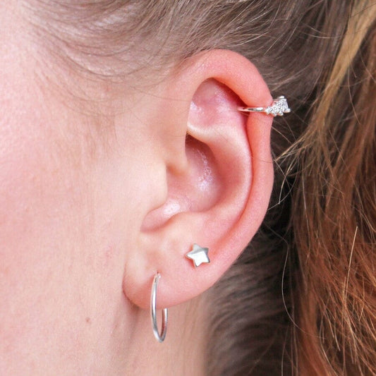 Puffed Star Stud Earrings | Sterling Silver Earrings Lisa Angel 