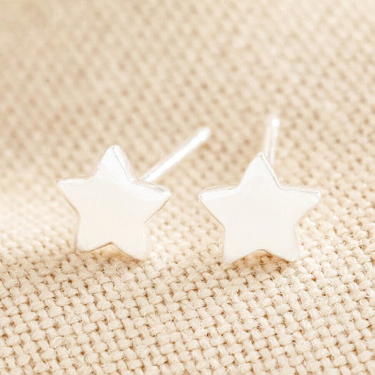 Puffed Star Stud Earrings | Sterling Silver Earrings Lisa Angel 