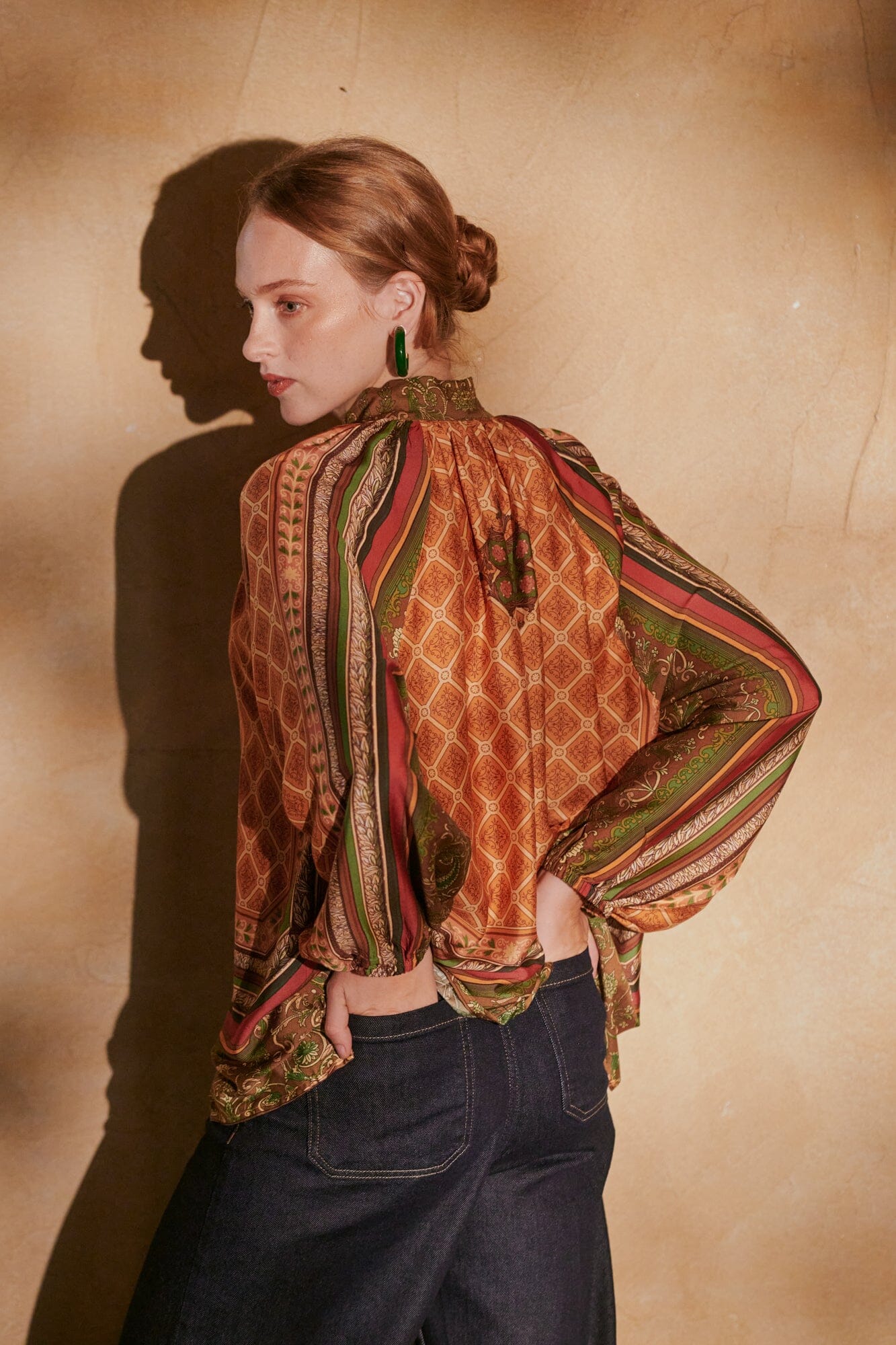 Pussy Bow Blouse | Amulet | Gold Casual Kimonos One Hundred Stars 