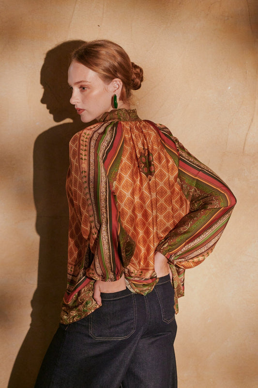 Pussy Bow Blouse | Amulet | Gold Casual Kimonos One Hundred Stars 
