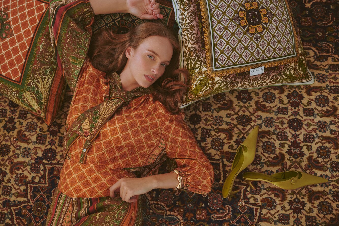 Pussy Bow Blouse | Amulet | Gold Casual Kimonos One Hundred Stars 