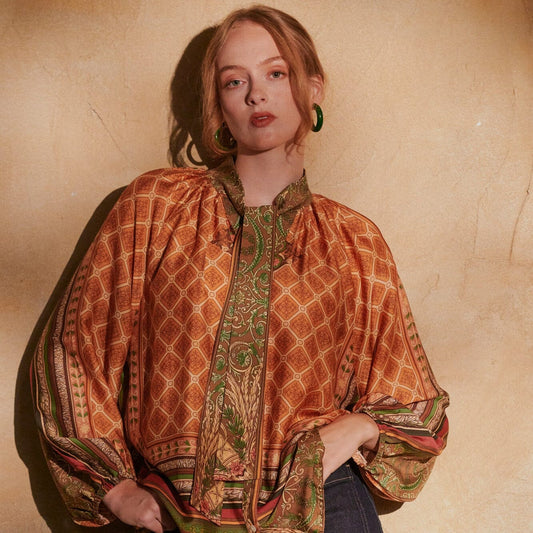 Pussy Bow Blouse | Amulet | Gold Casual Kimonos One Hundred Stars 