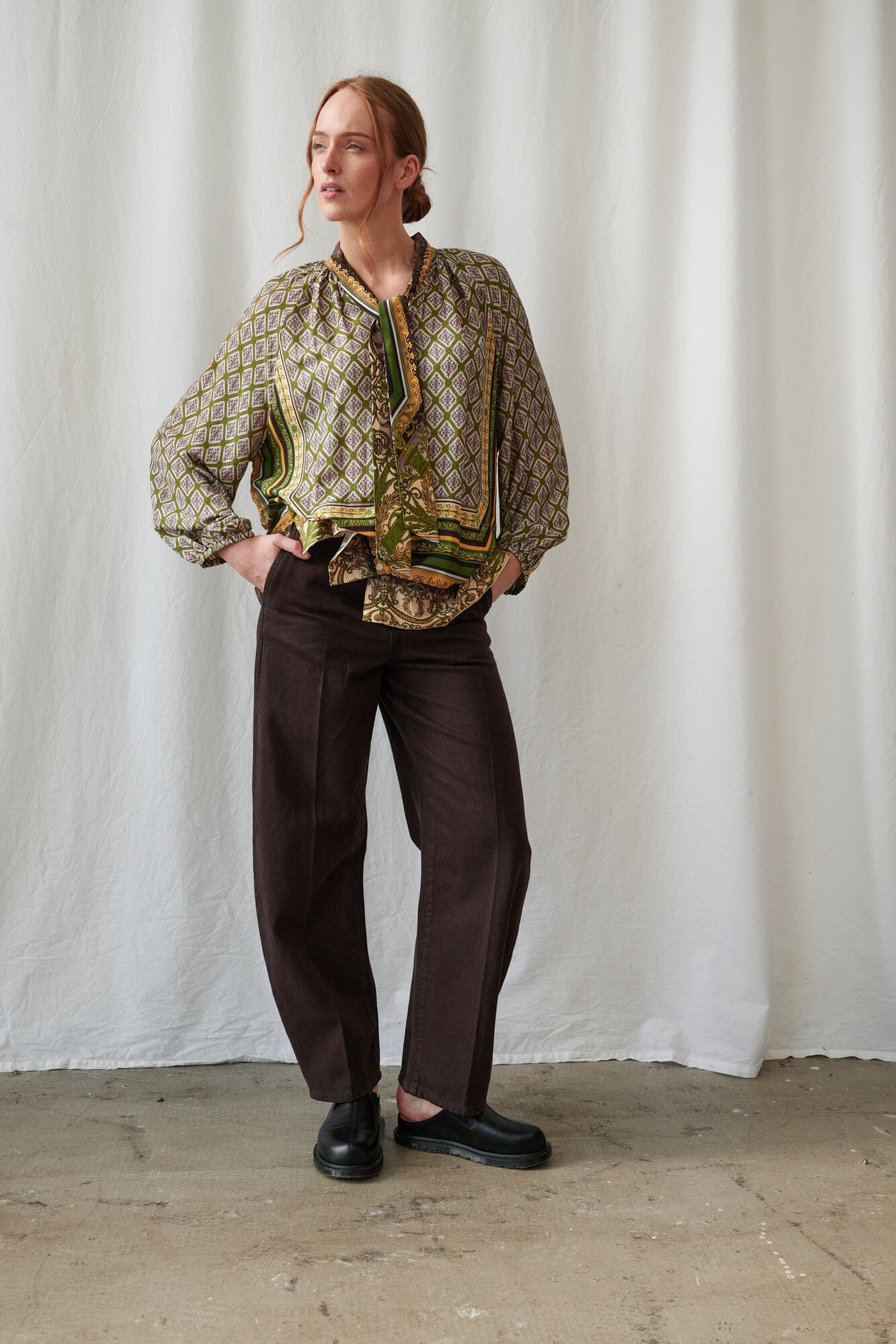 Pussy Bow Blouse | Amulet | Green Casual Kimonos One Hundred Stars 