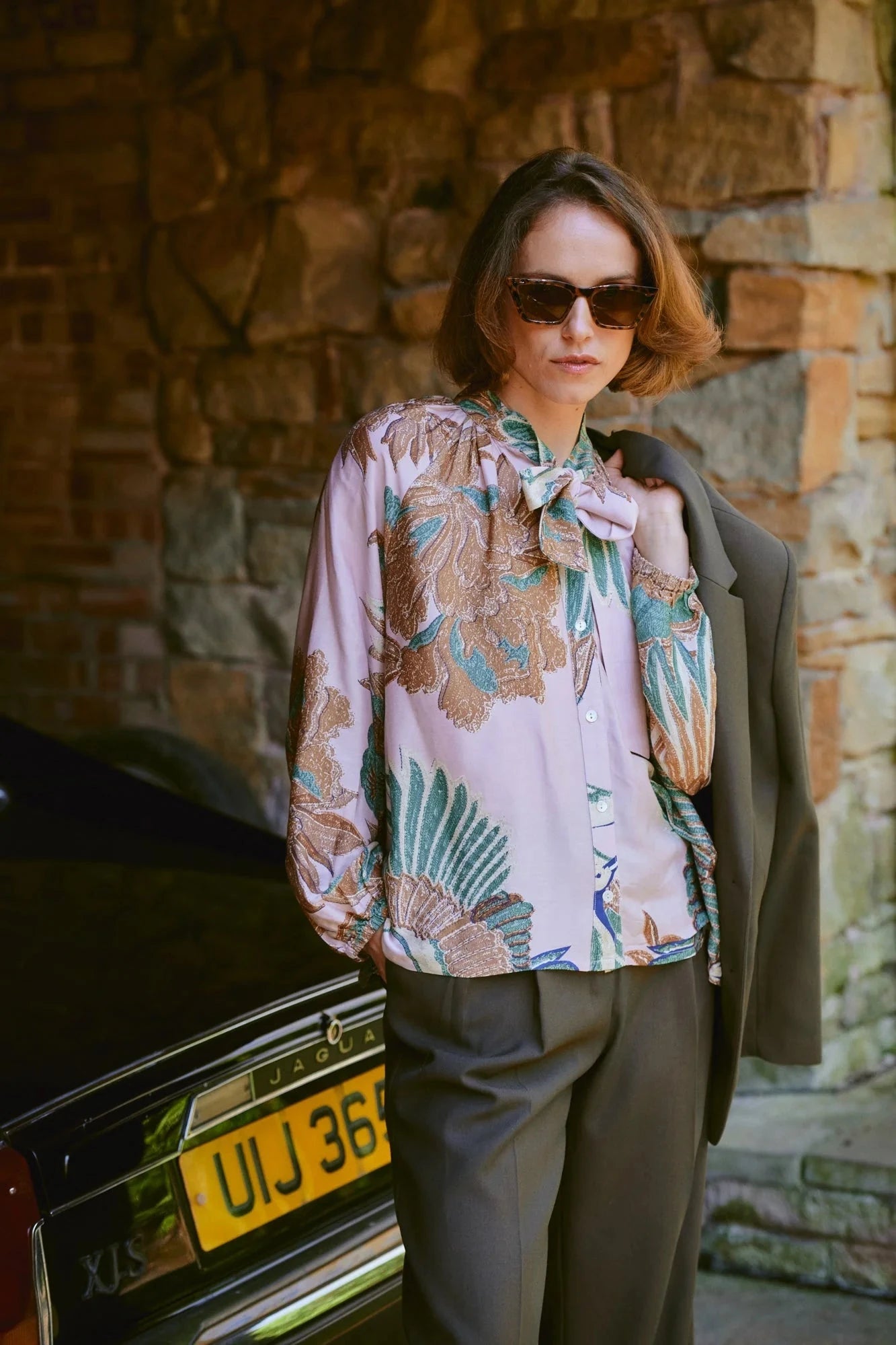 Pussy Bow Blouse | Crane | Plaster Pink Casual Kimonos One Hundred Stars 