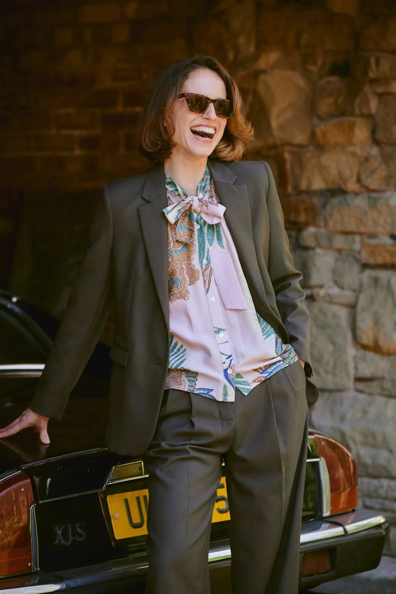 Pussy Bow Blouse | Crane | Plaster Pink Casual Kimonos One Hundred Stars 