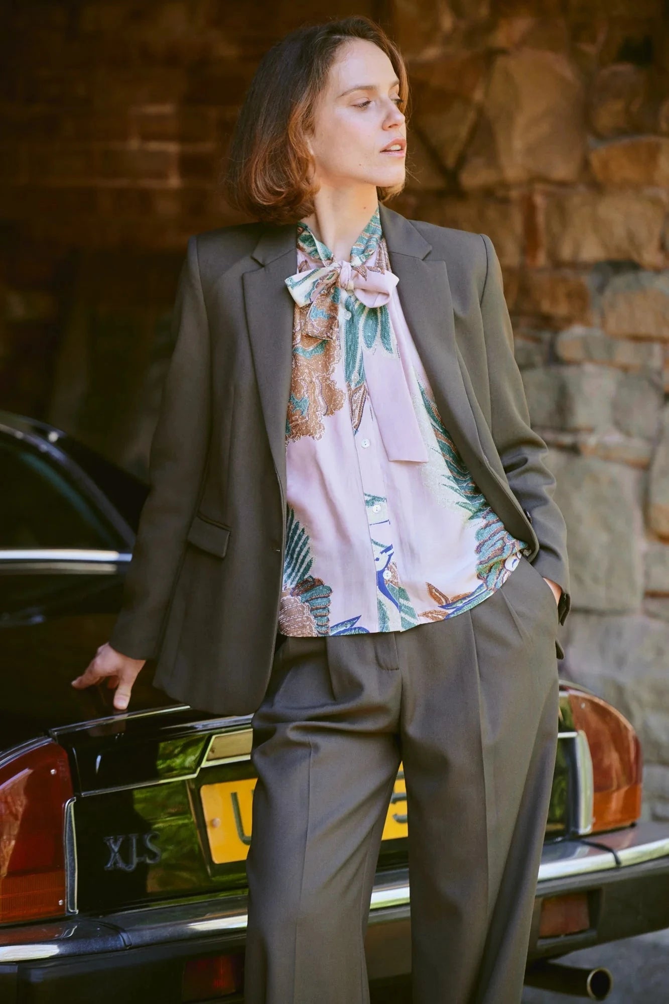 Pussy Bow Blouse | Crane | Plaster Pink Casual Kimonos One Hundred Stars 