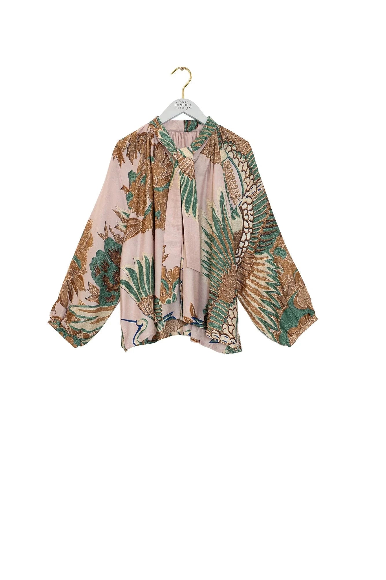 Pussy Bow Blouse | Crane | Plaster Pink Casual Kimonos One Hundred Stars 