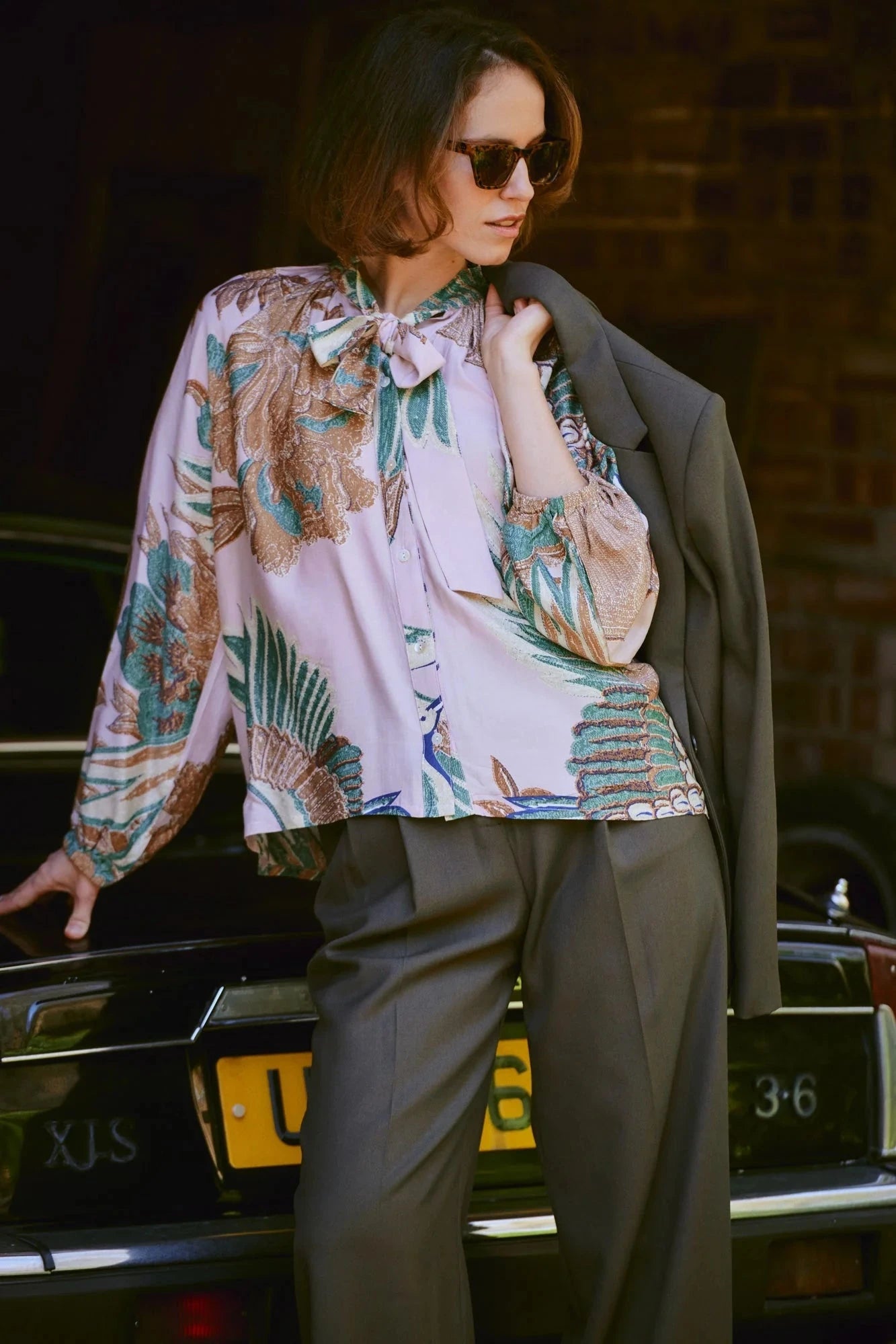 Pussy Bow Blouse | Crane | Plaster Pink Casual Kimonos One Hundred Stars 