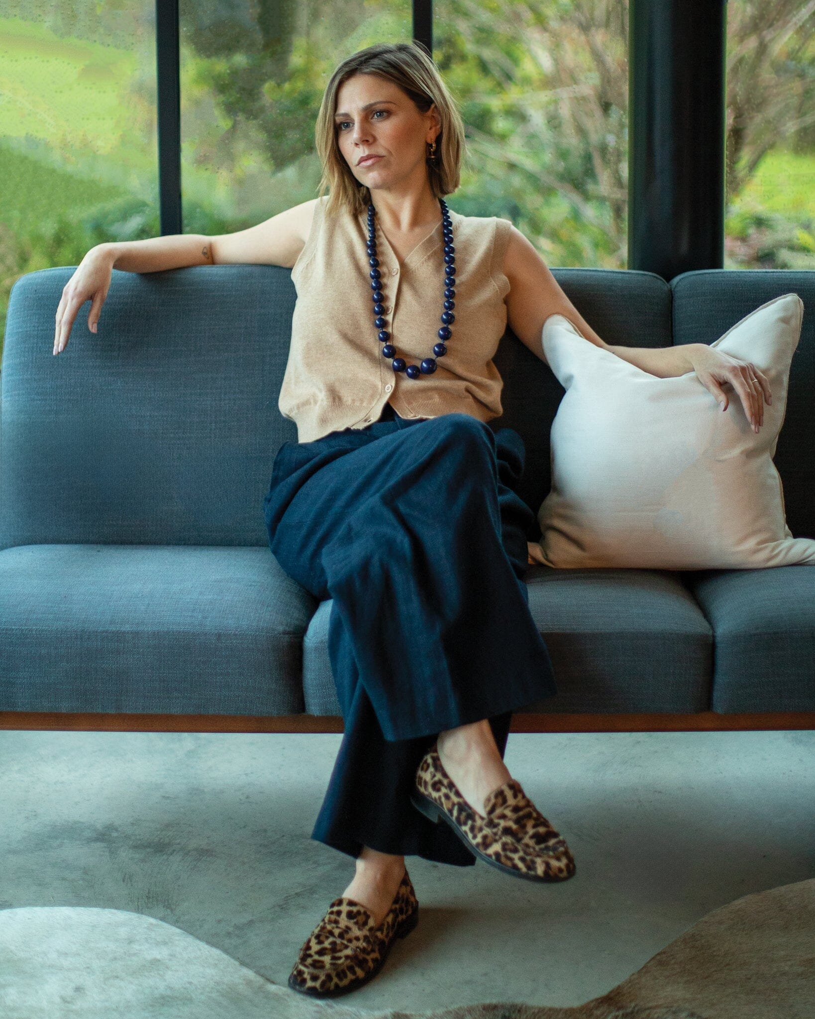 Rope Ball Necklace | Navy Necklace Chalk 