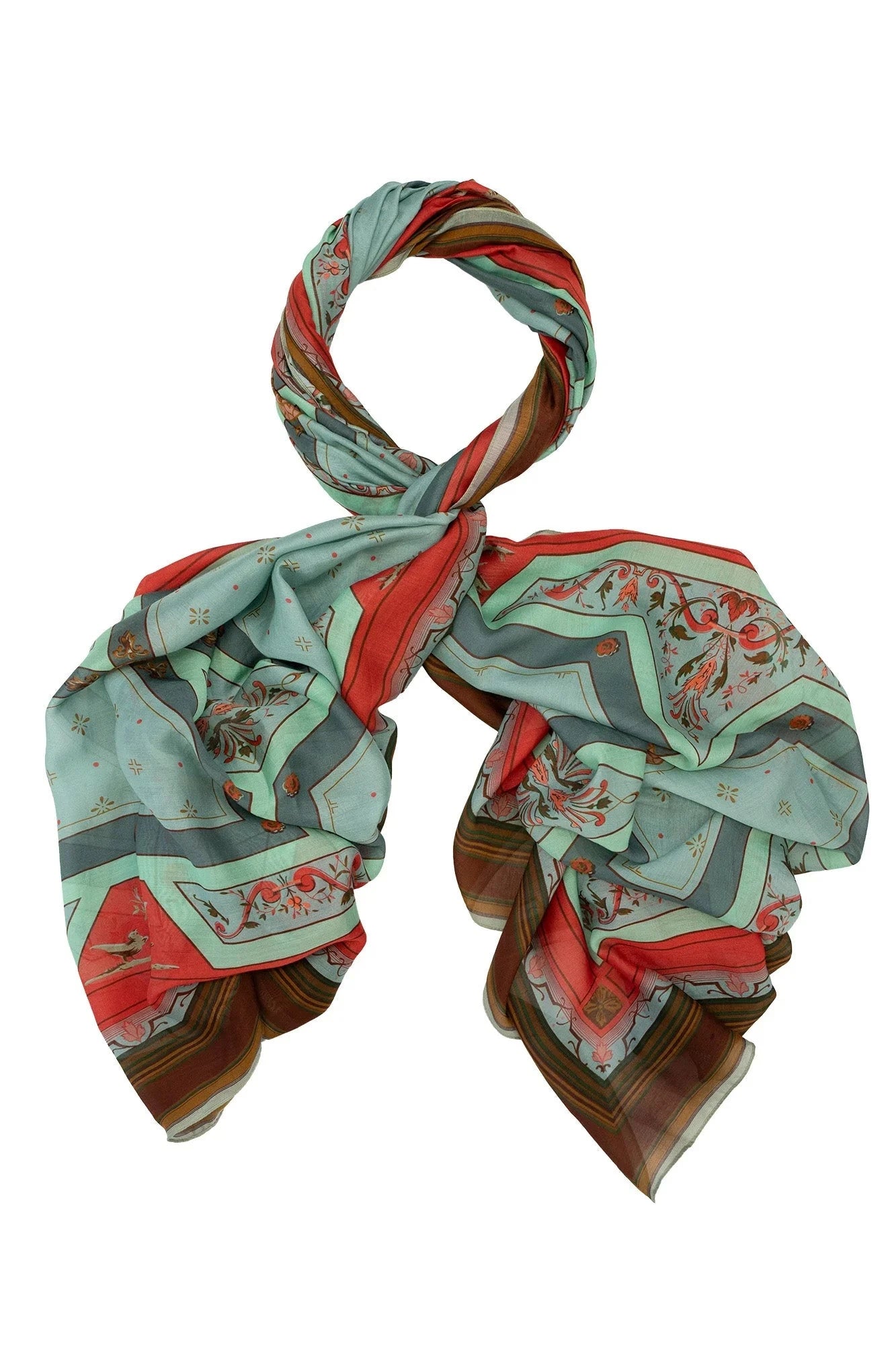 Scarf | Fleur De Lys | Aqua Scarves One Hundred Stars 