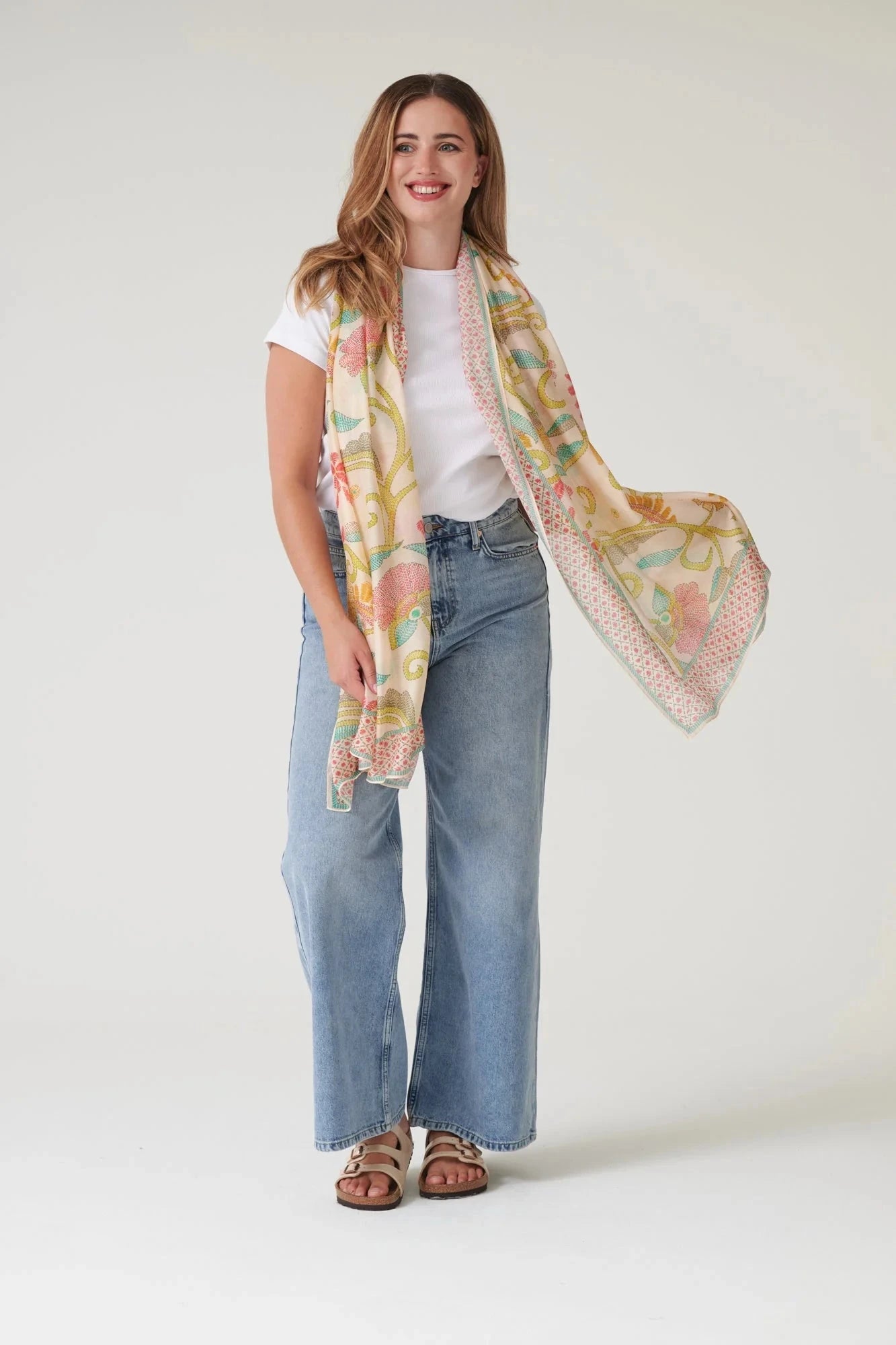 Scarf | Giant Kantha | Lime Scarves One Hundred Stars 
