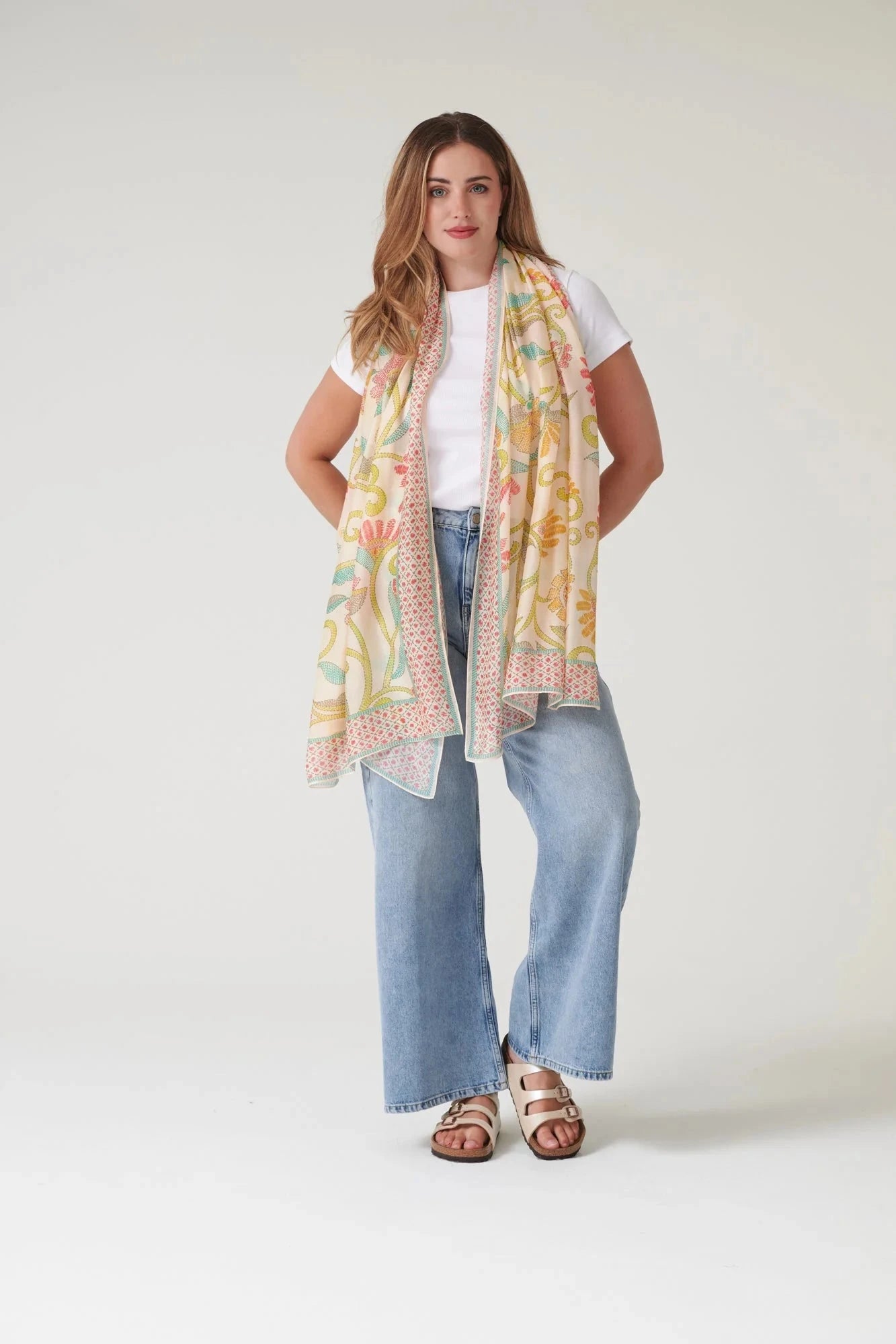 Scarf | Giant Kantha | Lime Scarves One Hundred Stars 