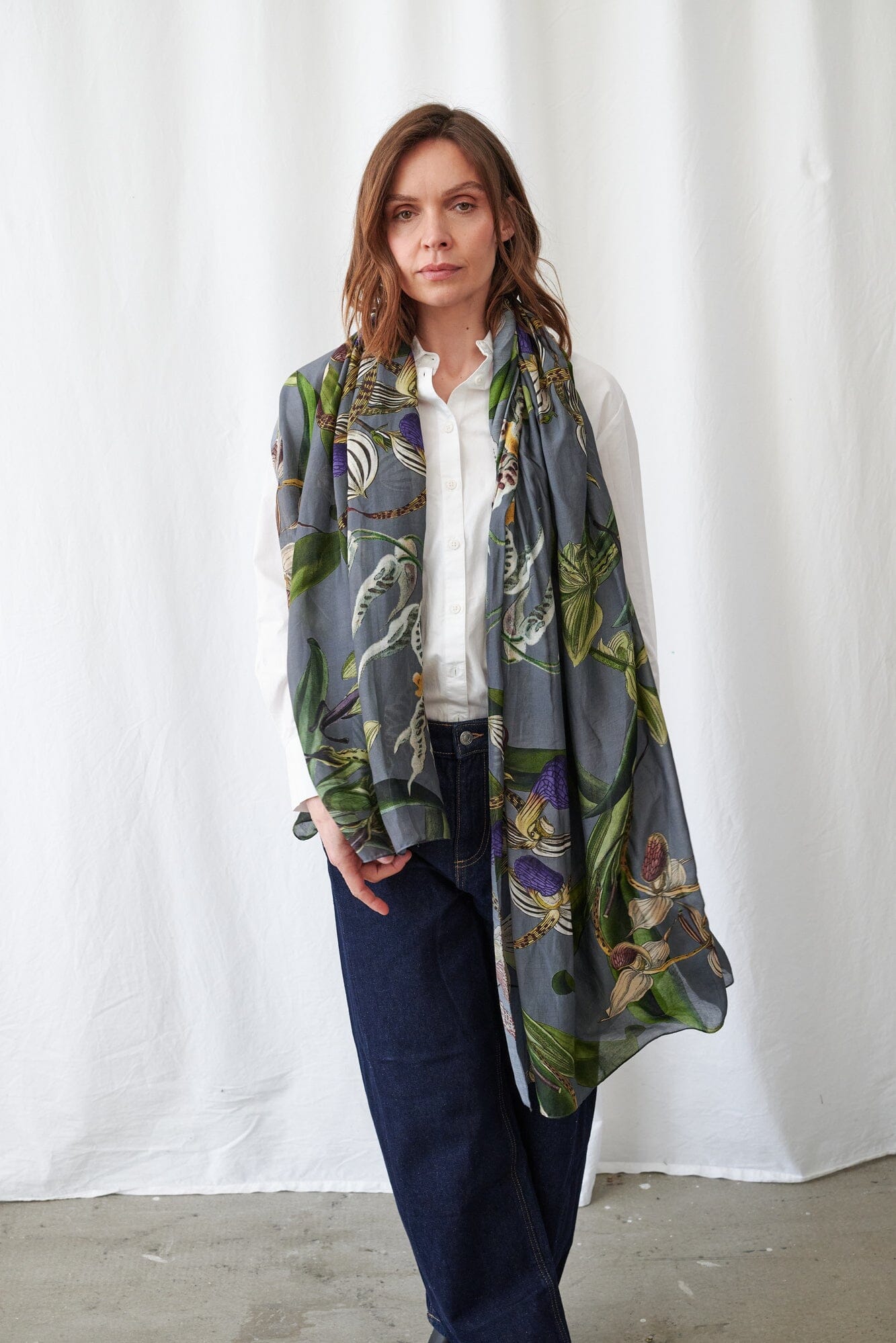 Scarf | Orchid | Grey Scarves One Hundred Stars 