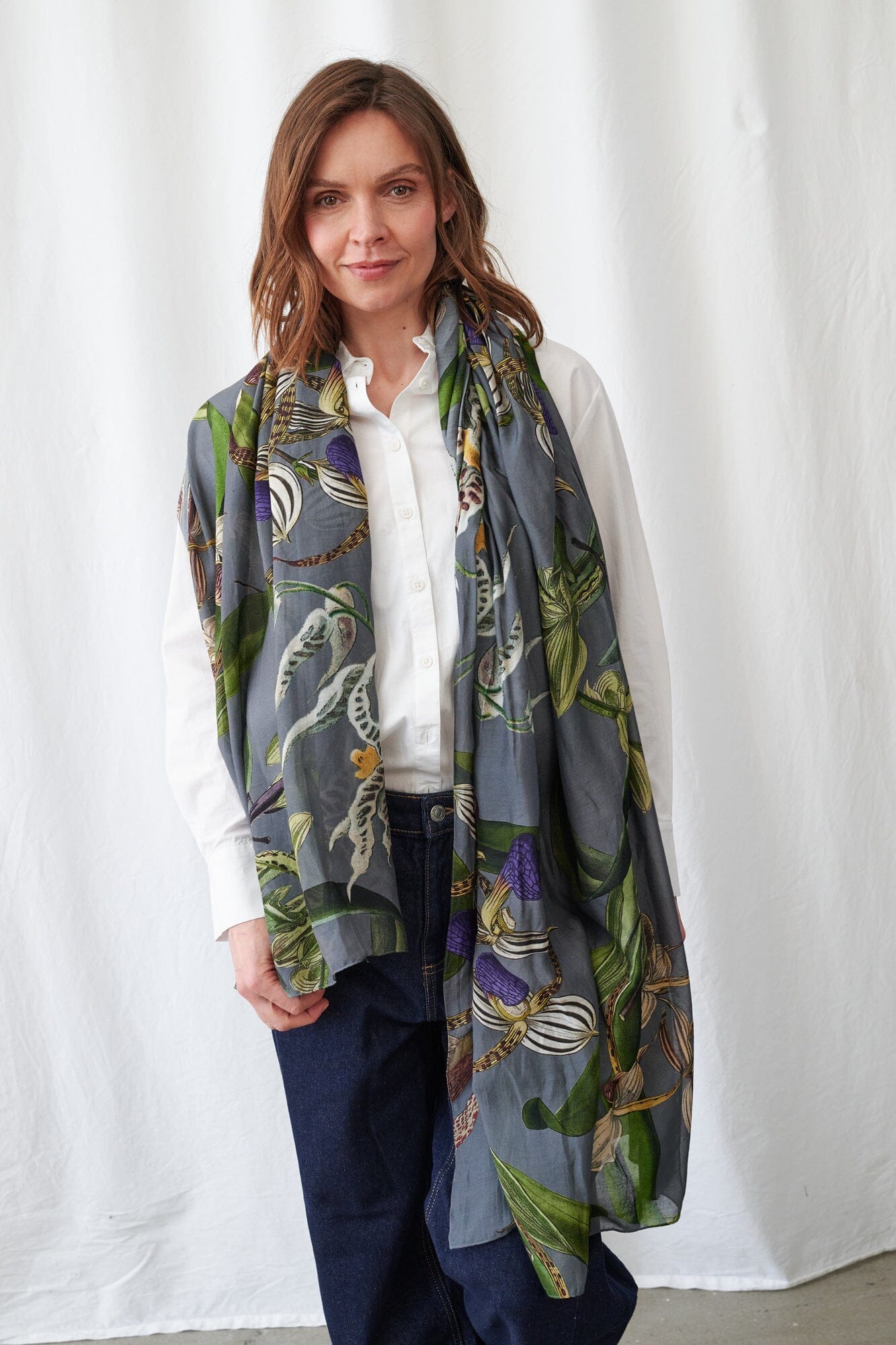 Scarf | Orchid | Grey Scarves One Hundred Stars 
