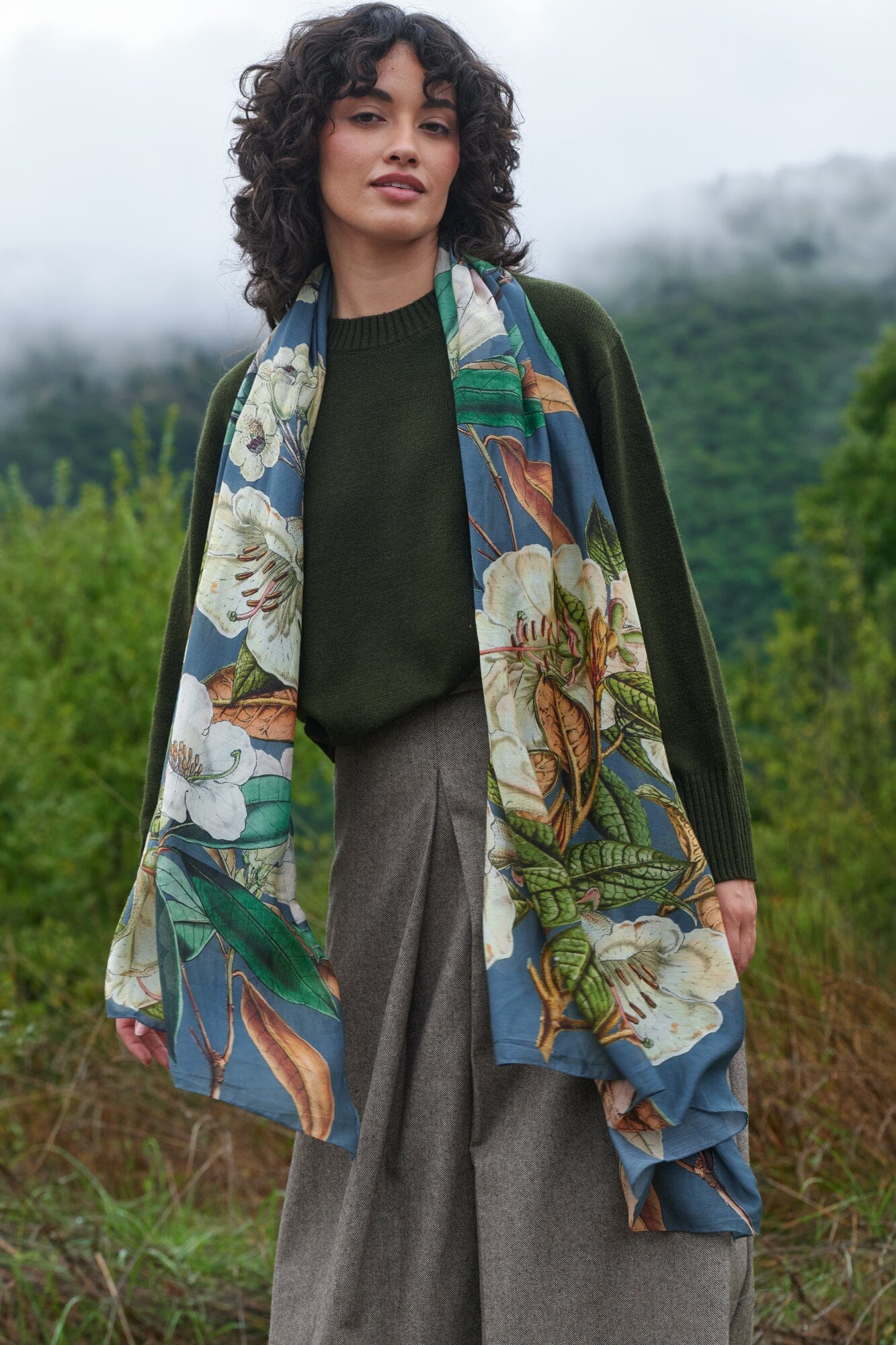 Scarf | Rhodoleia | Blue Scarves One Hundred Stars 