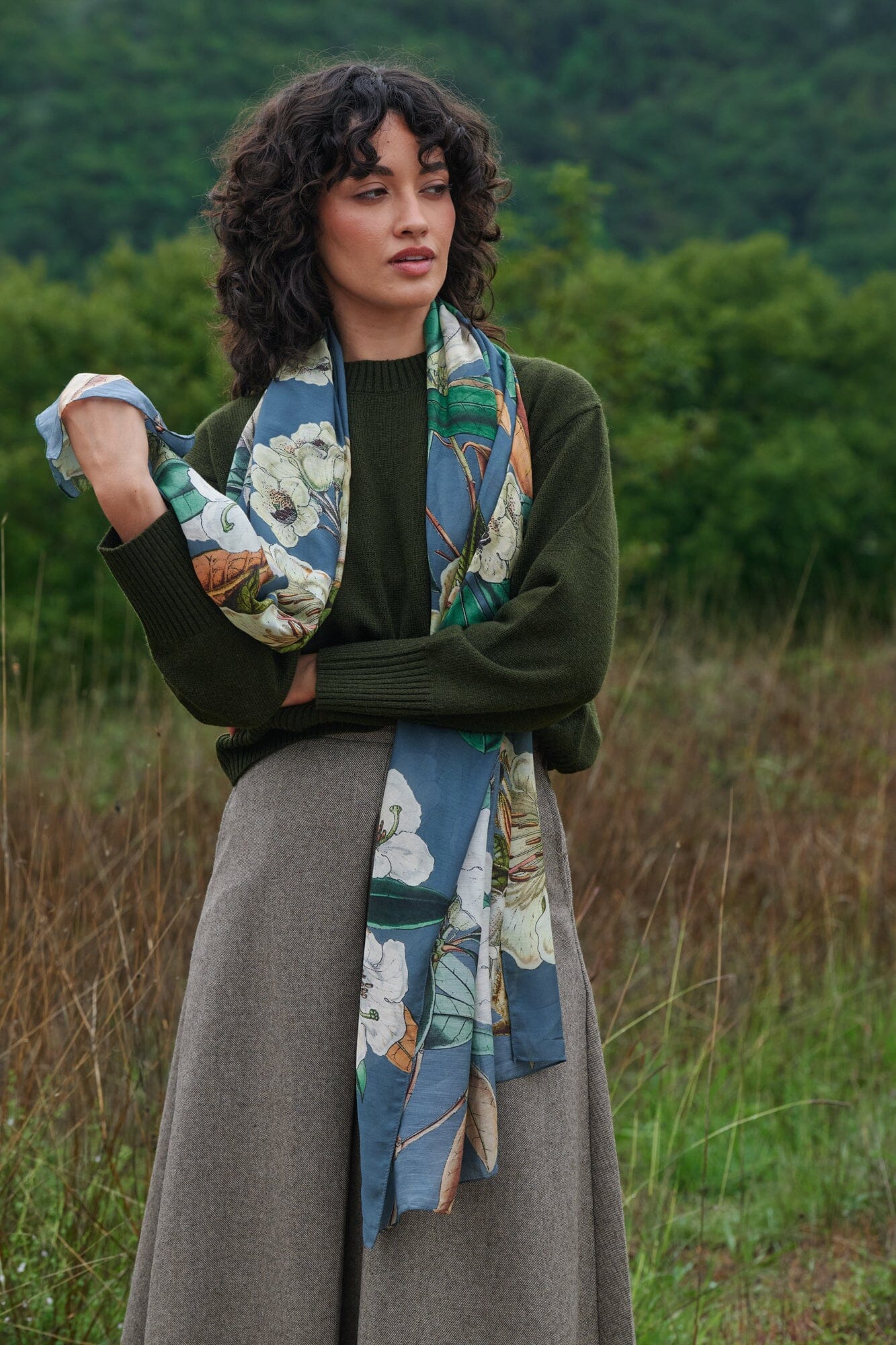 Scarf | Rhodoleia | Blue Scarves One Hundred Stars 