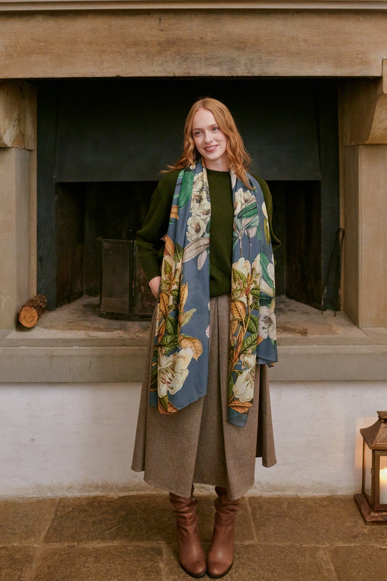Scarf | Rhodoleia | Blue Scarves One Hundred Stars 