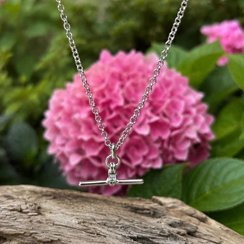 Silver T Bar Necklace Necklace Ocean Ripples 