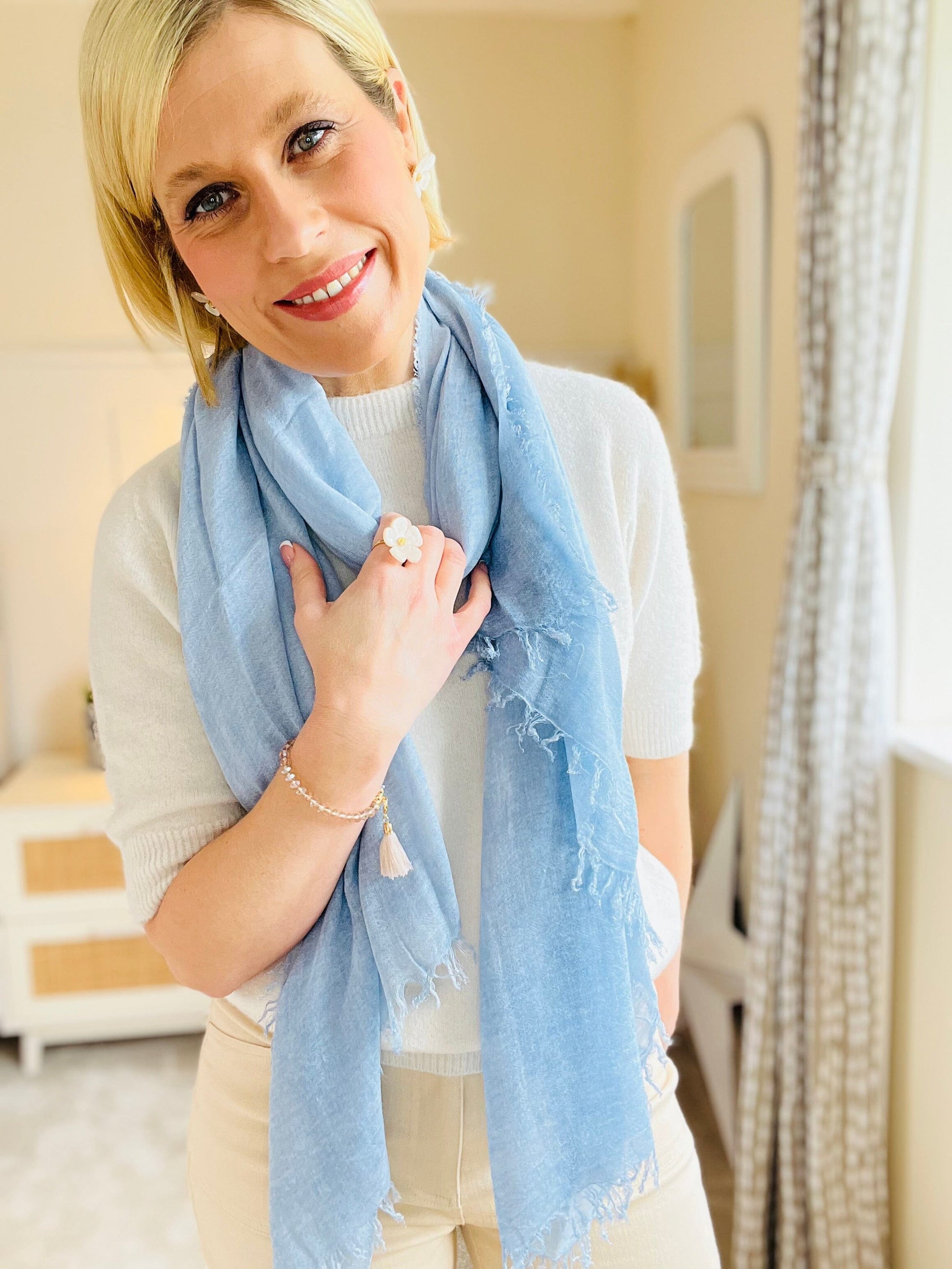 Sophie Scarf | Multiple Colours Scarf French Edit Jeans Blue 